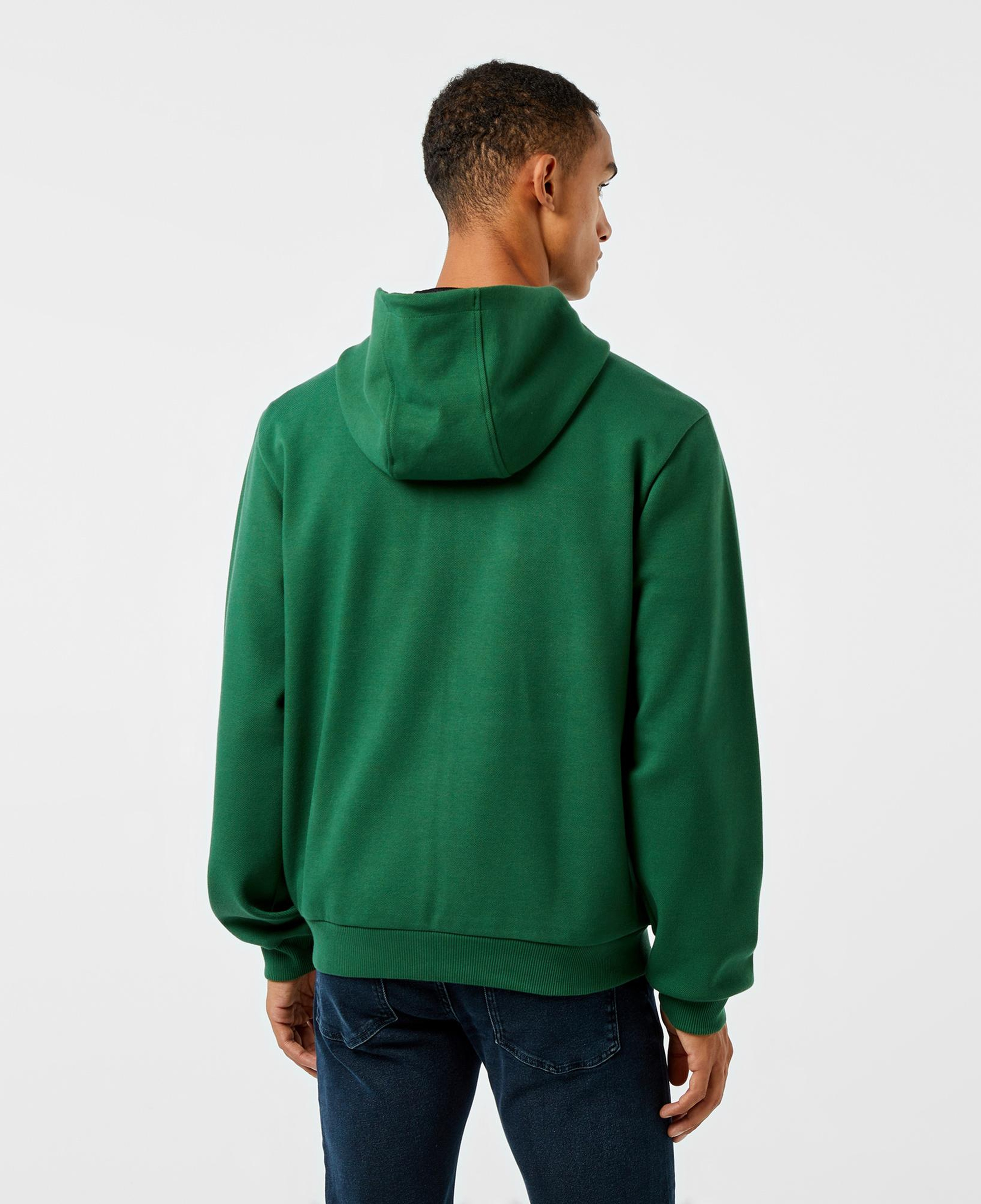 Erkek Relaxed Fit Kapüşonlu Baskılı Yeşil Sweatshirt