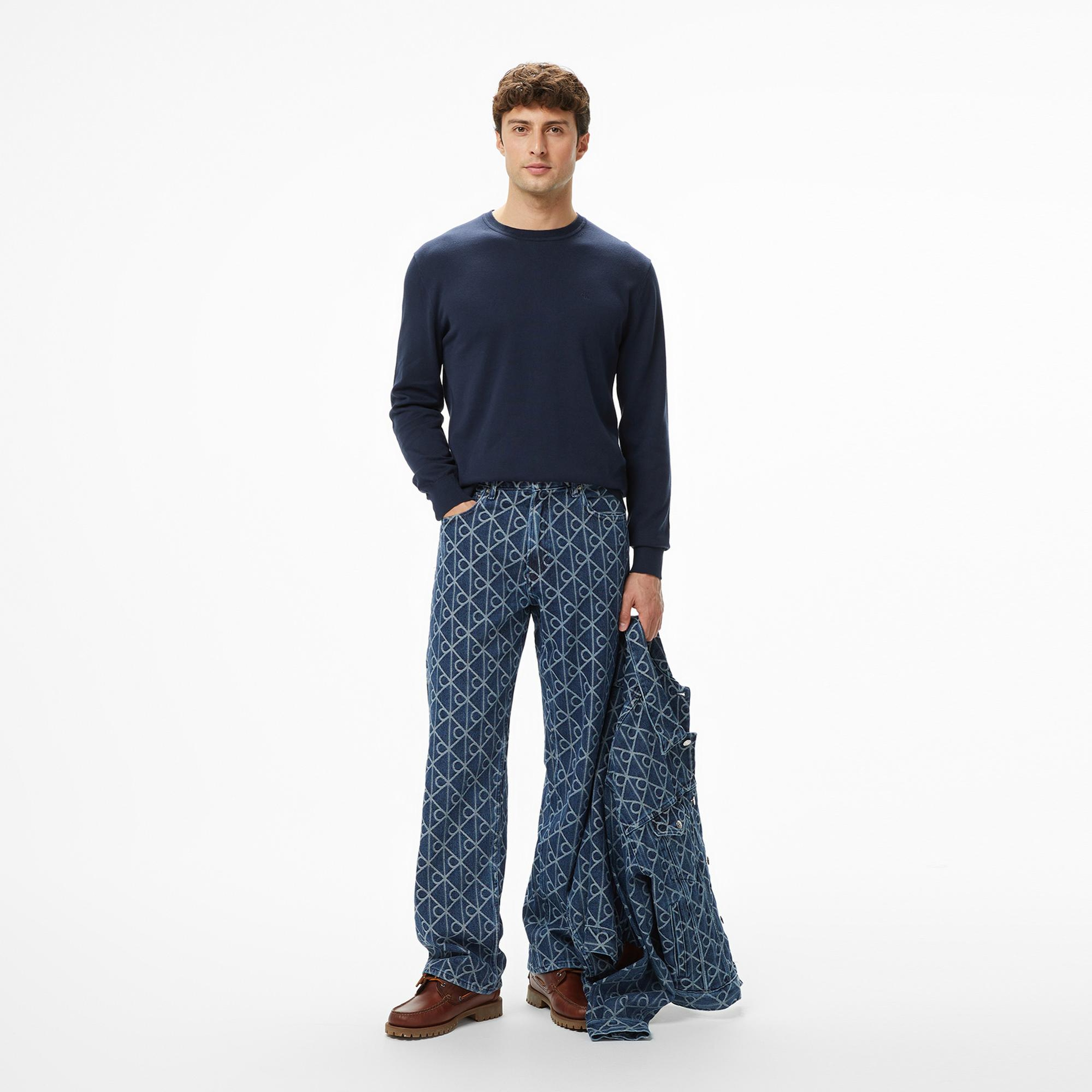 Calvin Klein Supima Cotton Crew Erkek Mavi Triko