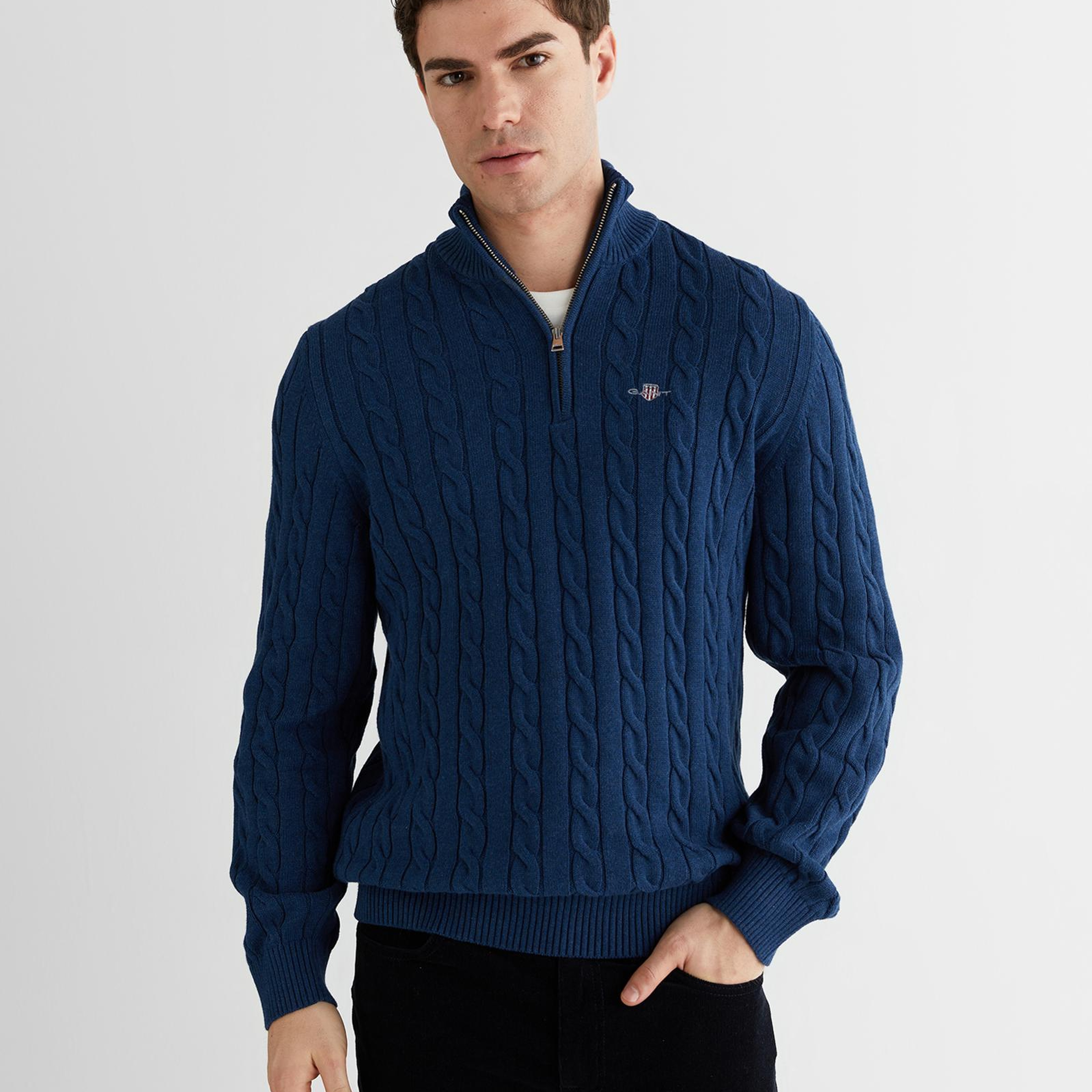 GANT Erkek Mavi Regular Fit Kazak