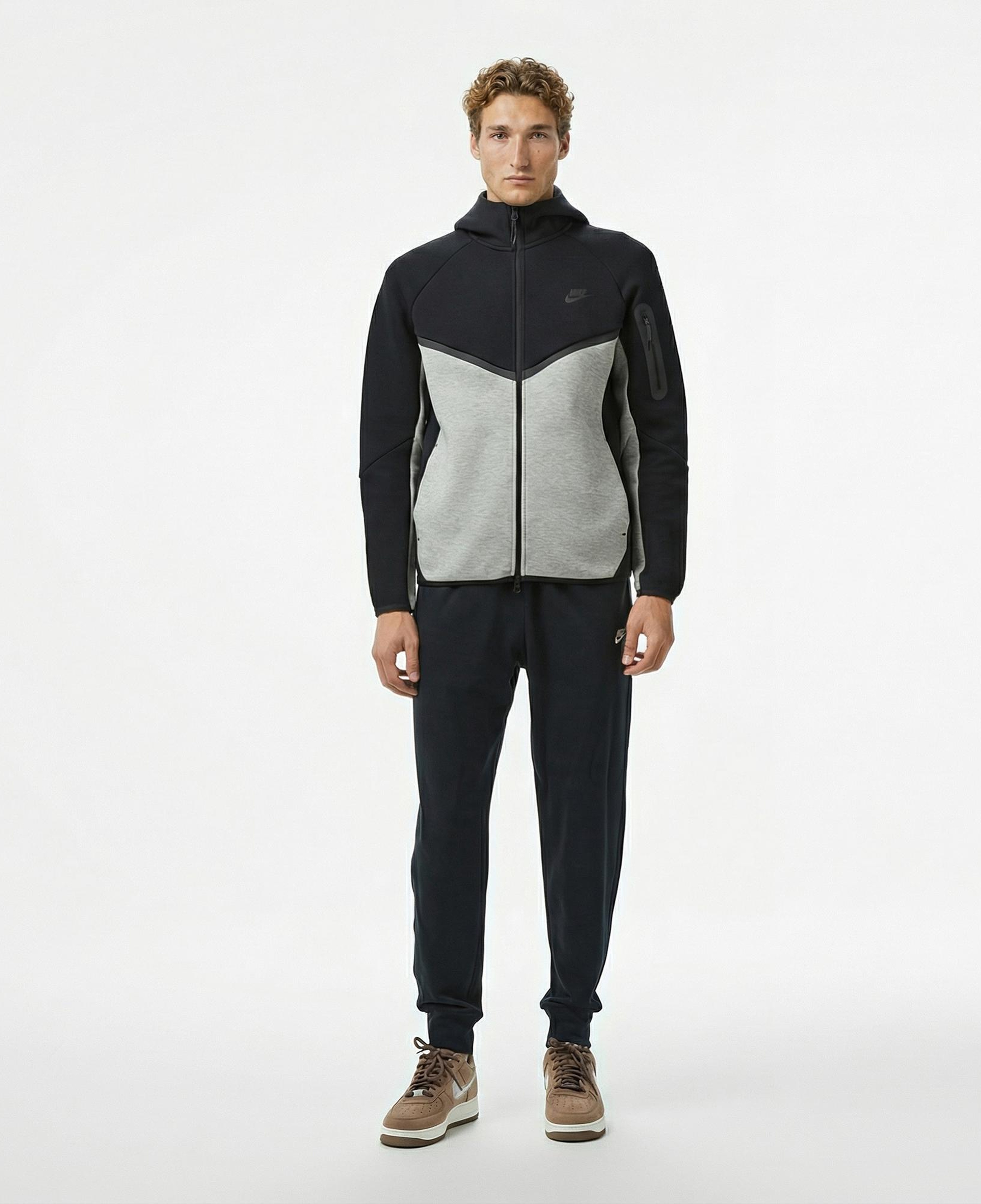 Nike Tech Fleece Erkek Gri Kapüşonlu Hoodie