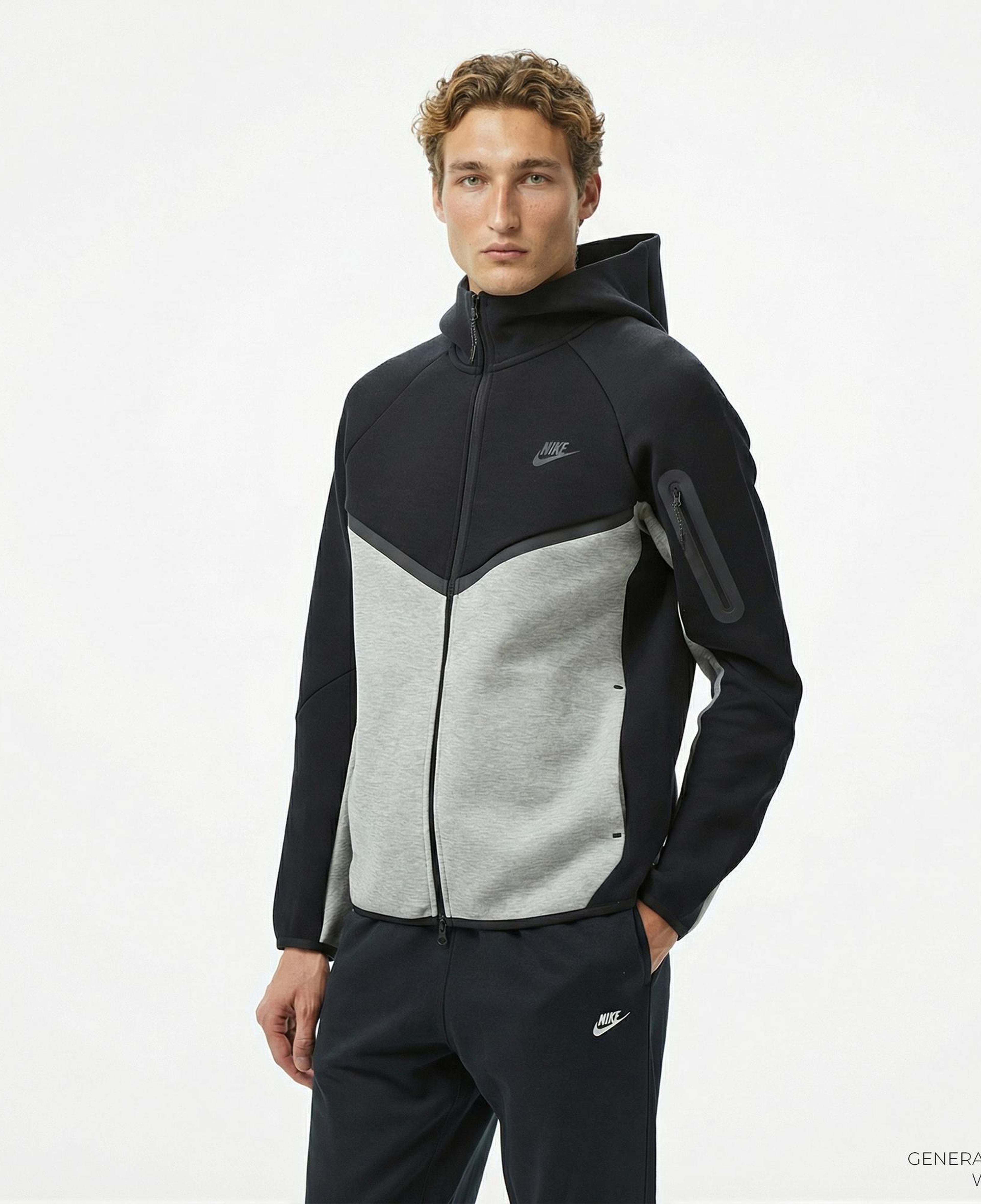 Nike Tech Fleece Erkek Gri Kapüşonlu Hoodie