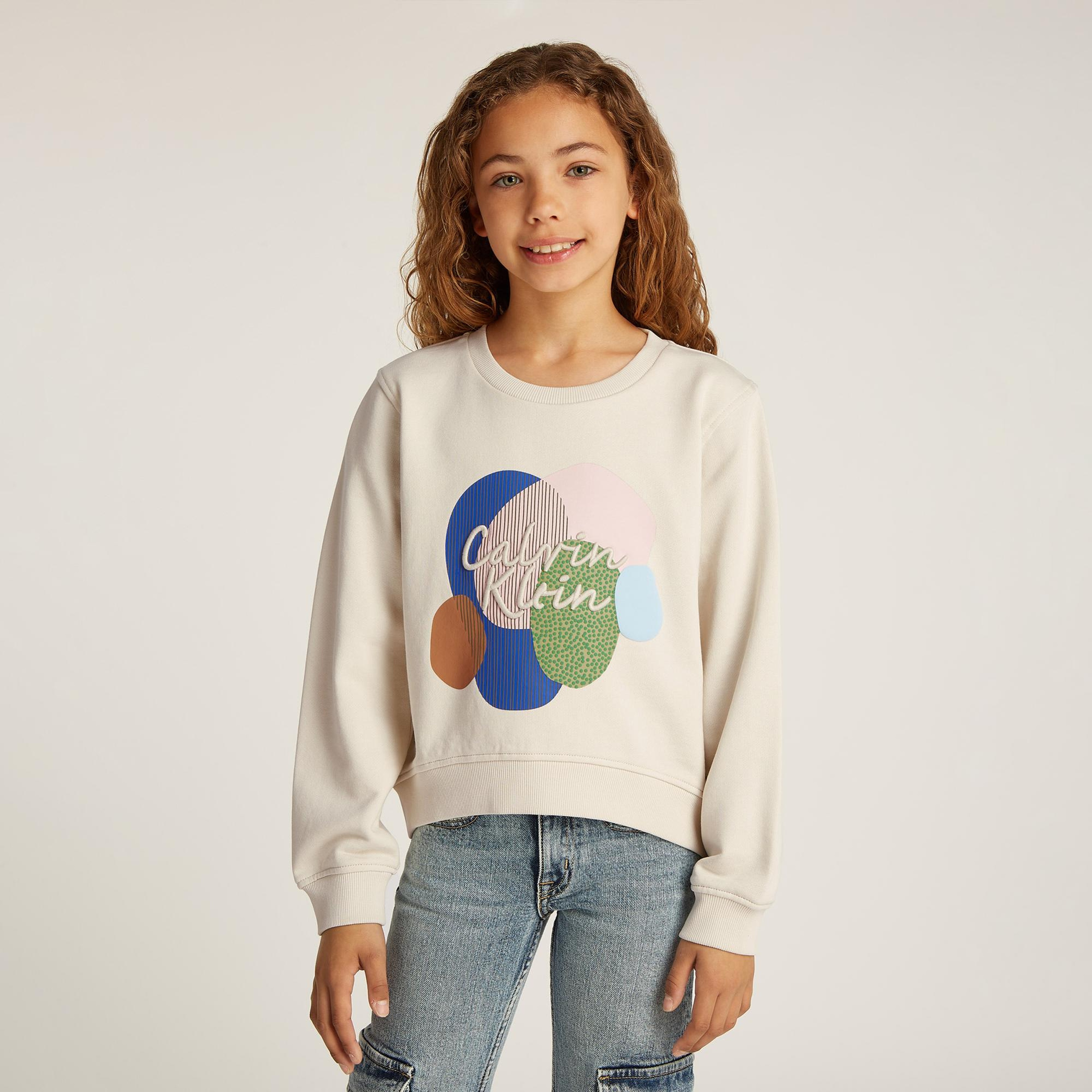 Calvin Klein Graphic Çocuk Bej Sweatshirt