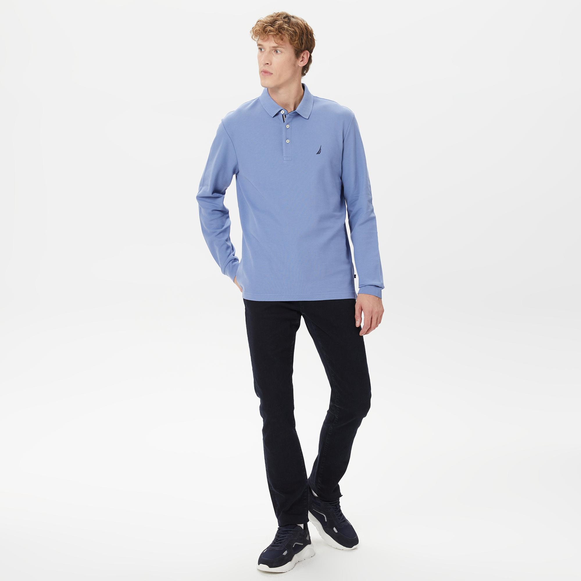 Nautica Erkek Mavi Classic Fit Uzun Kollu Polo Yaka T-Shirt