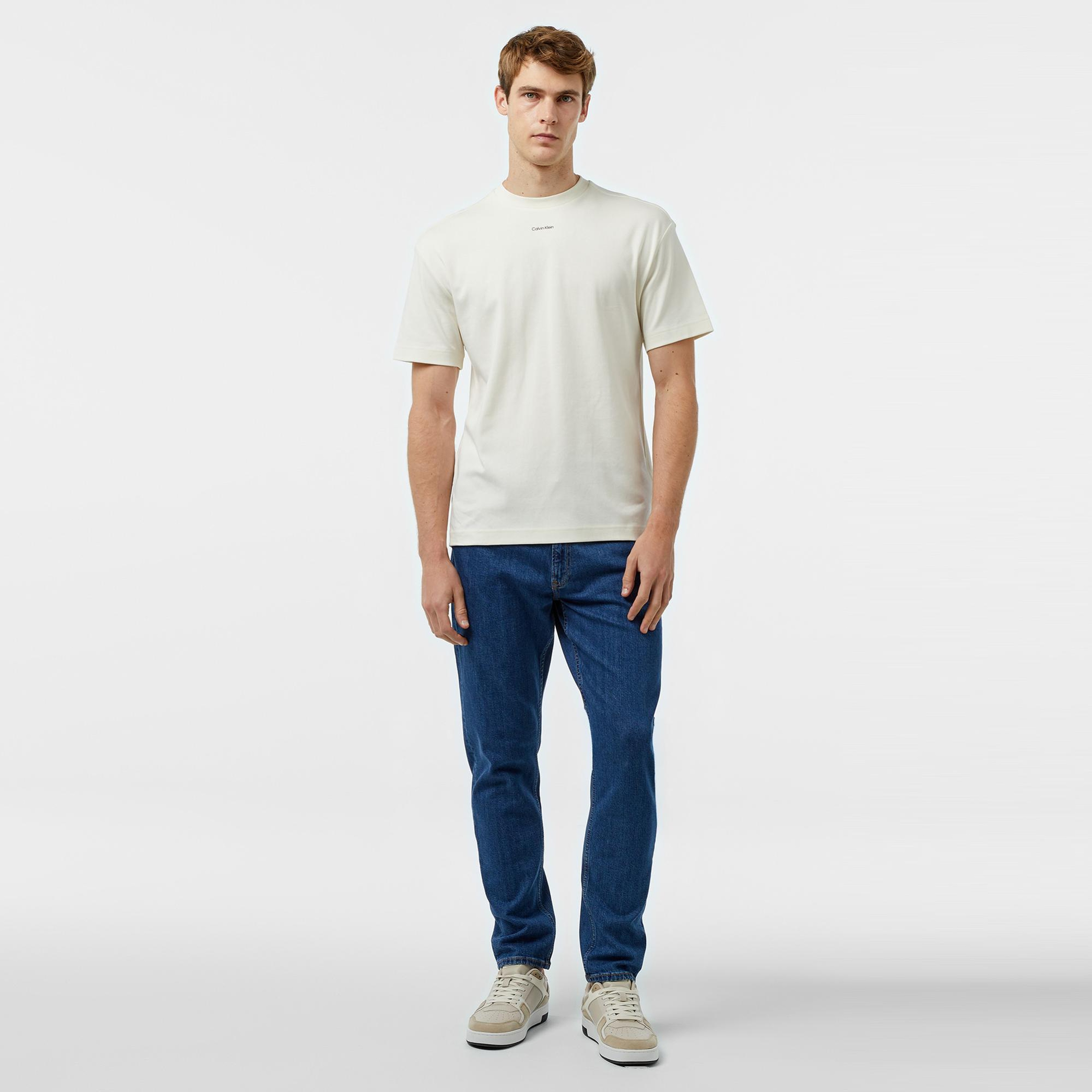 Calvin Klein Nano Logo Interlock Erkek Beyaz T-Shirt