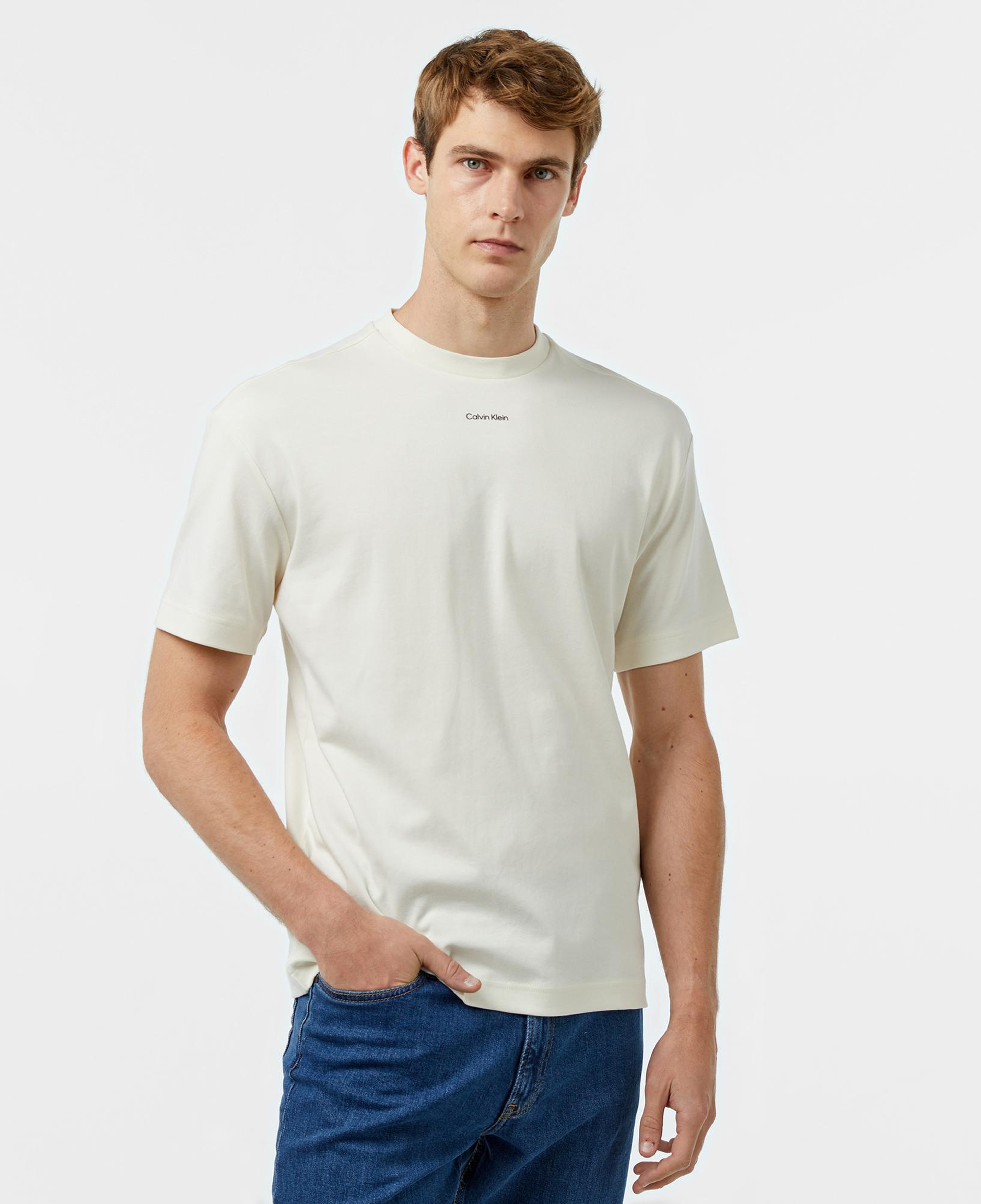 Calvin Klein Nano Logo Interlock Erkek Beyaz T-Shirt