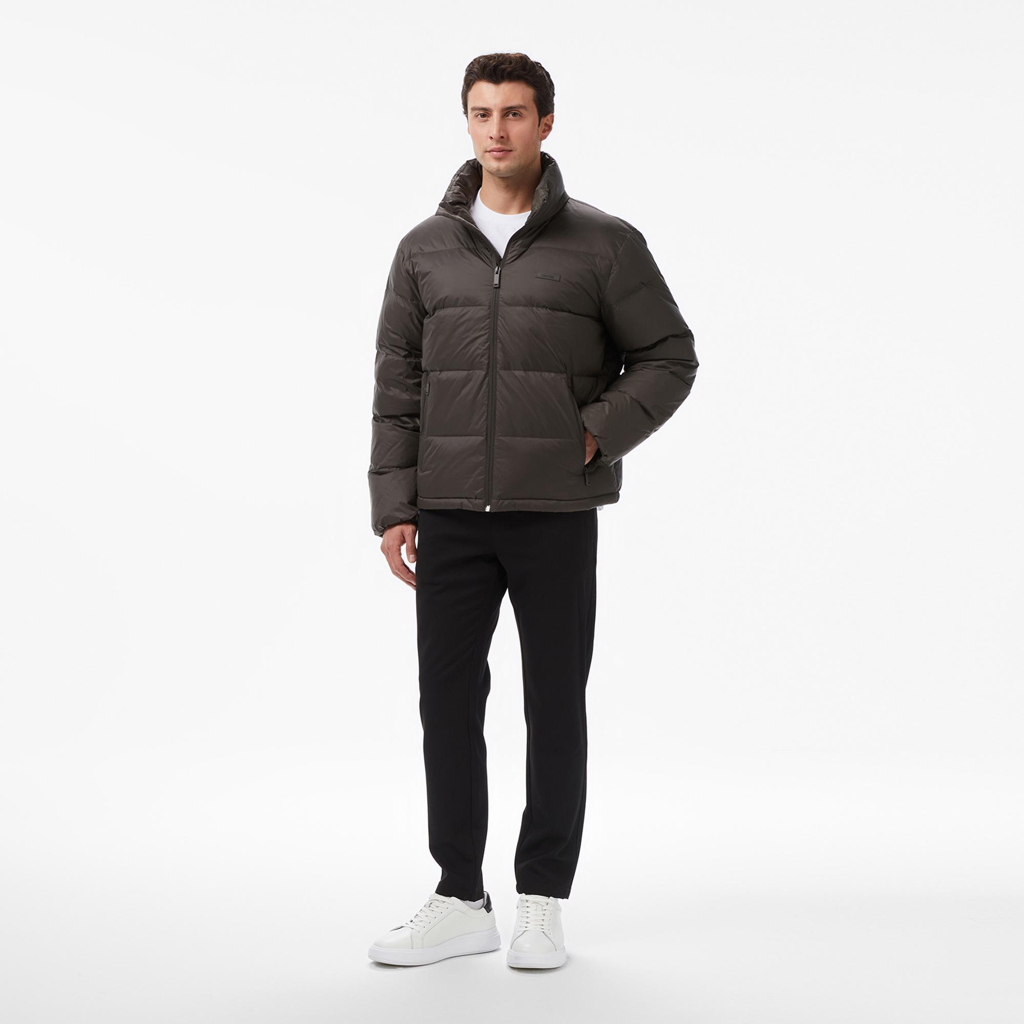 Calvin Klein Nylon Down Puffer Erkek Gri Mont
