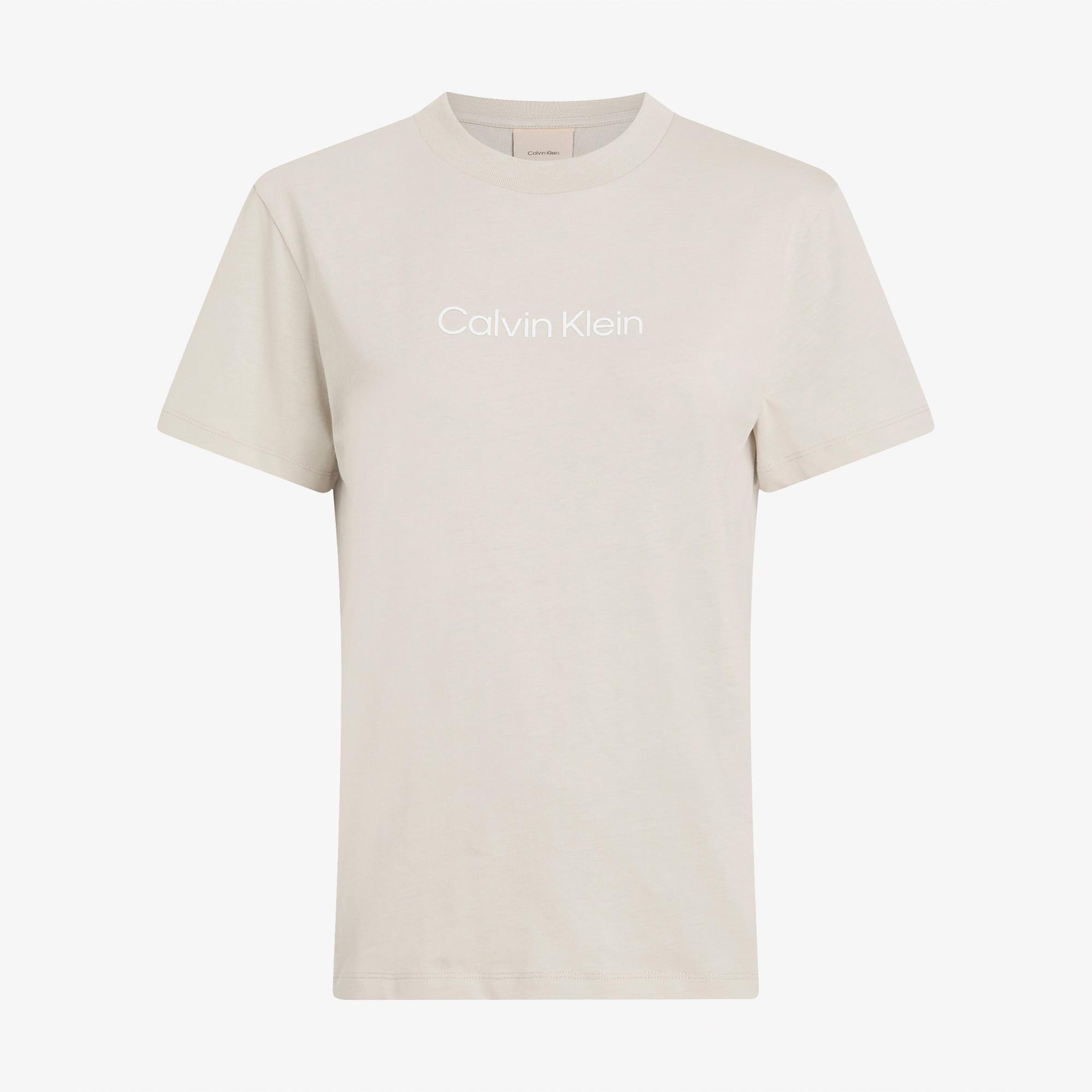 Calvin Klein Hero Logo Regular Kadın Bej T-Shirt