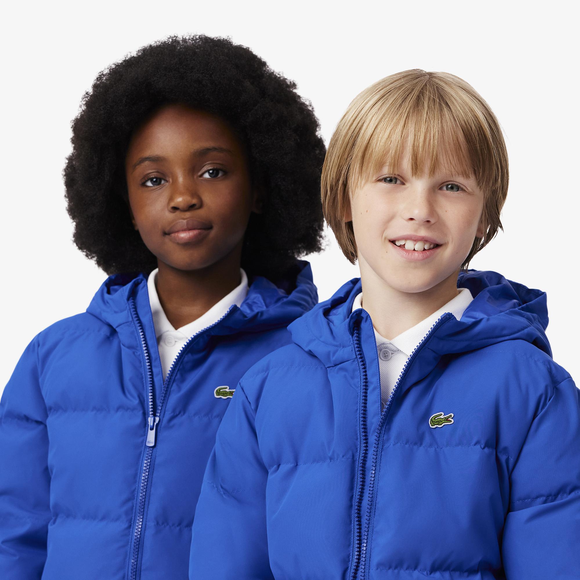 Lacoste Çocuk Kapüşonlu Mavi Şişme Mont