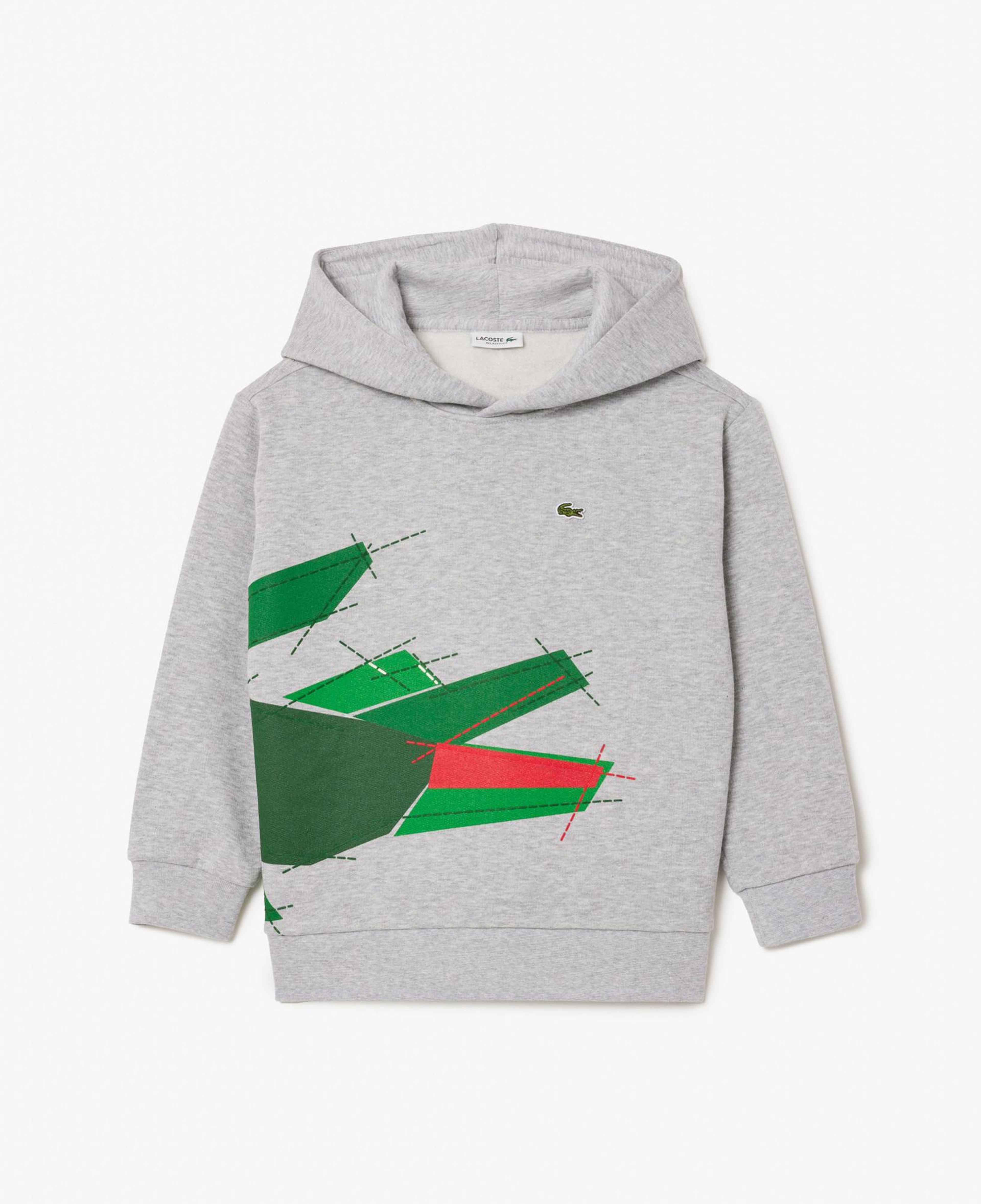 Lacoste Çocuk Kapüşonlu Baskılı Gri Sweatshirt