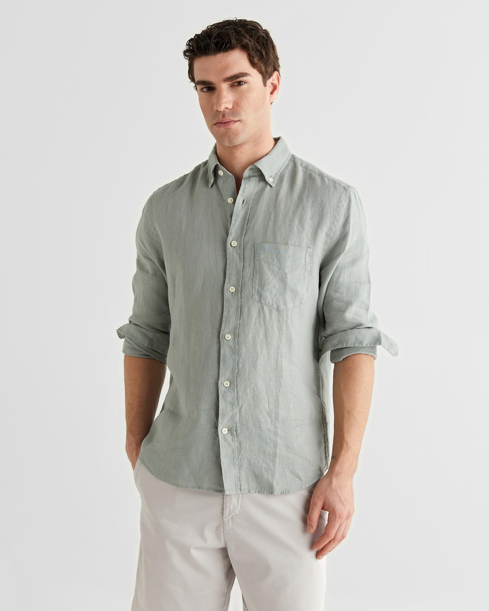 GANT Erkek Yeşil Regular Fit Gömlek