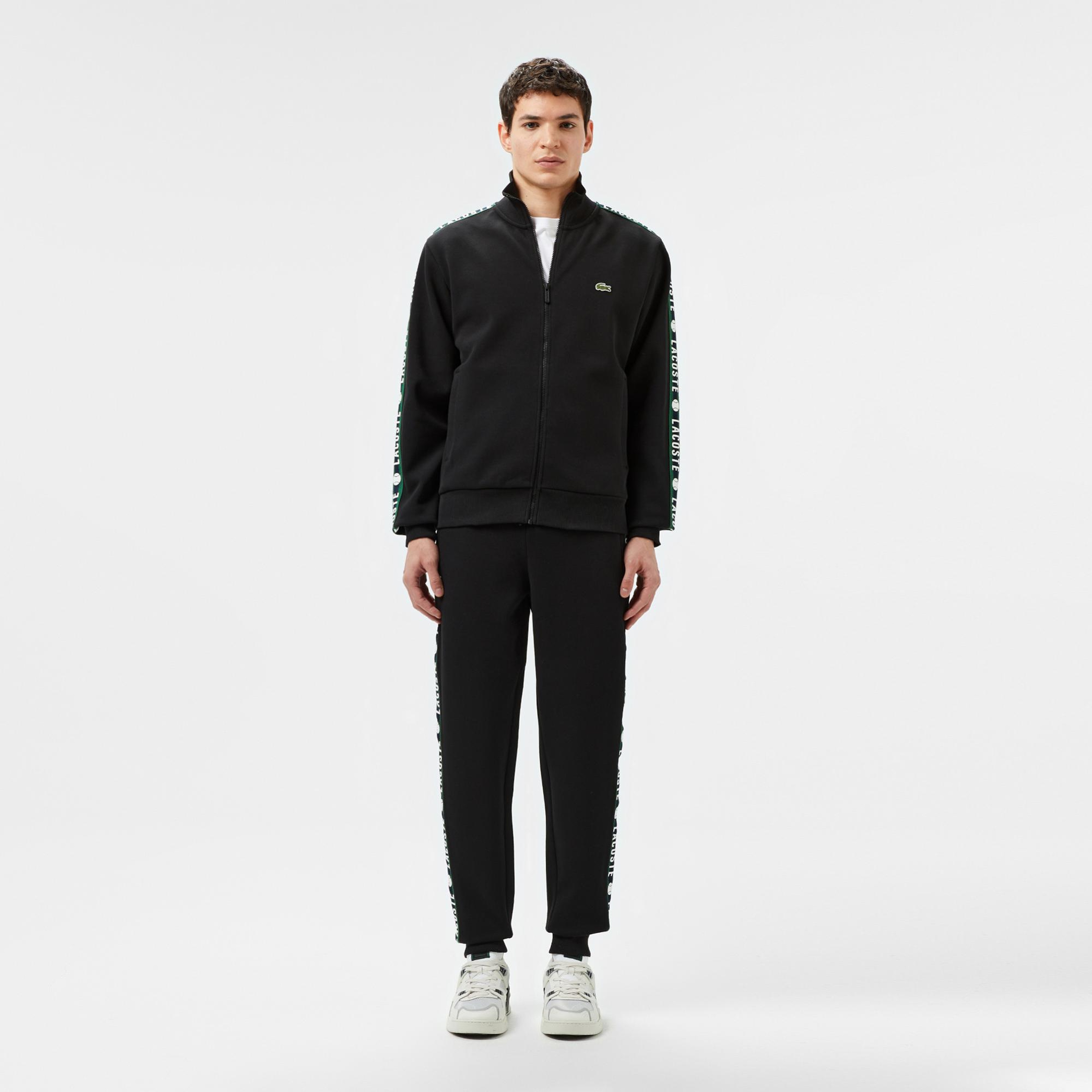 Lacoste Erkek Fermuarlı Baskılı Siyah Sweatshirt