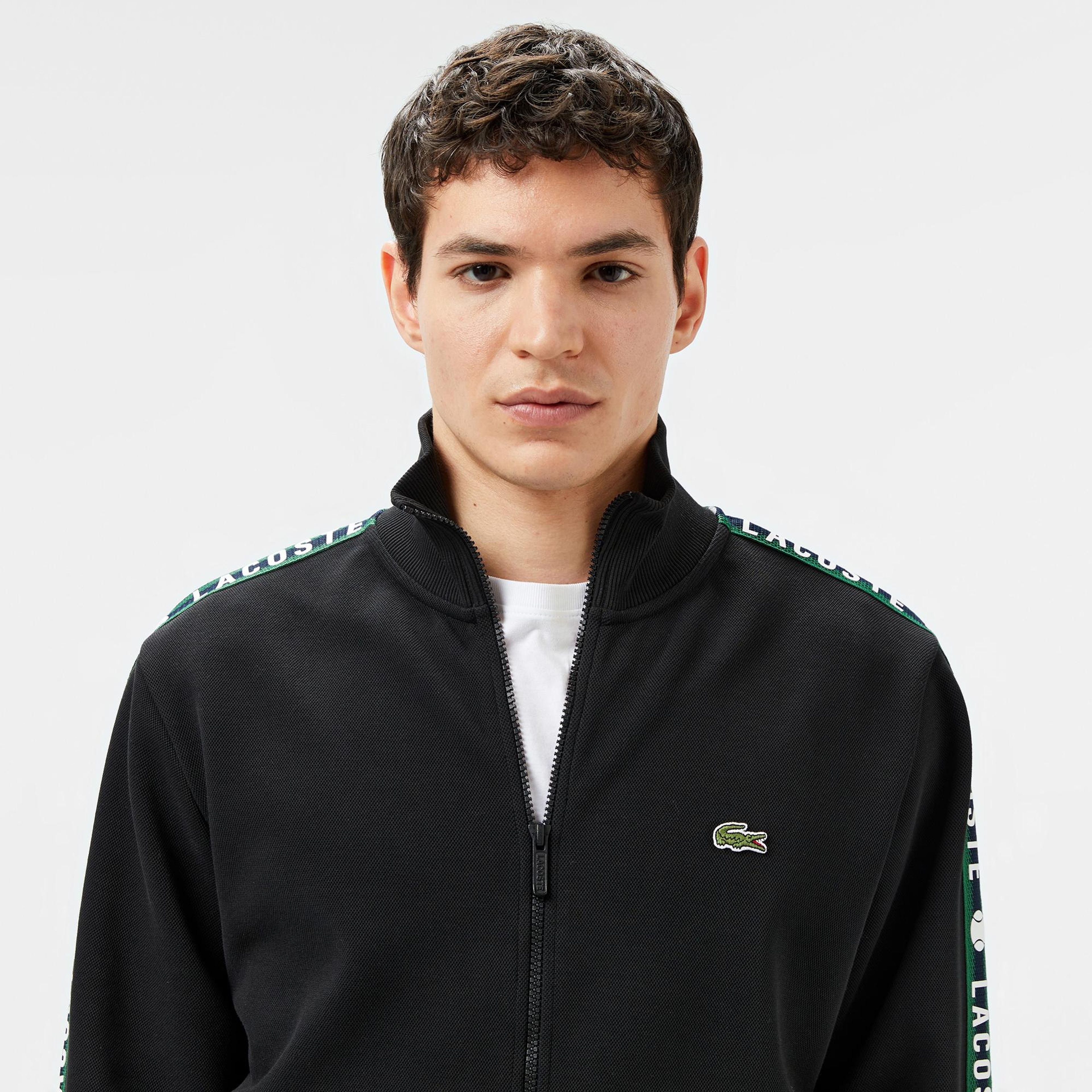 Lacoste Erkek Fermuarlı Baskılı Siyah Sweatshirt