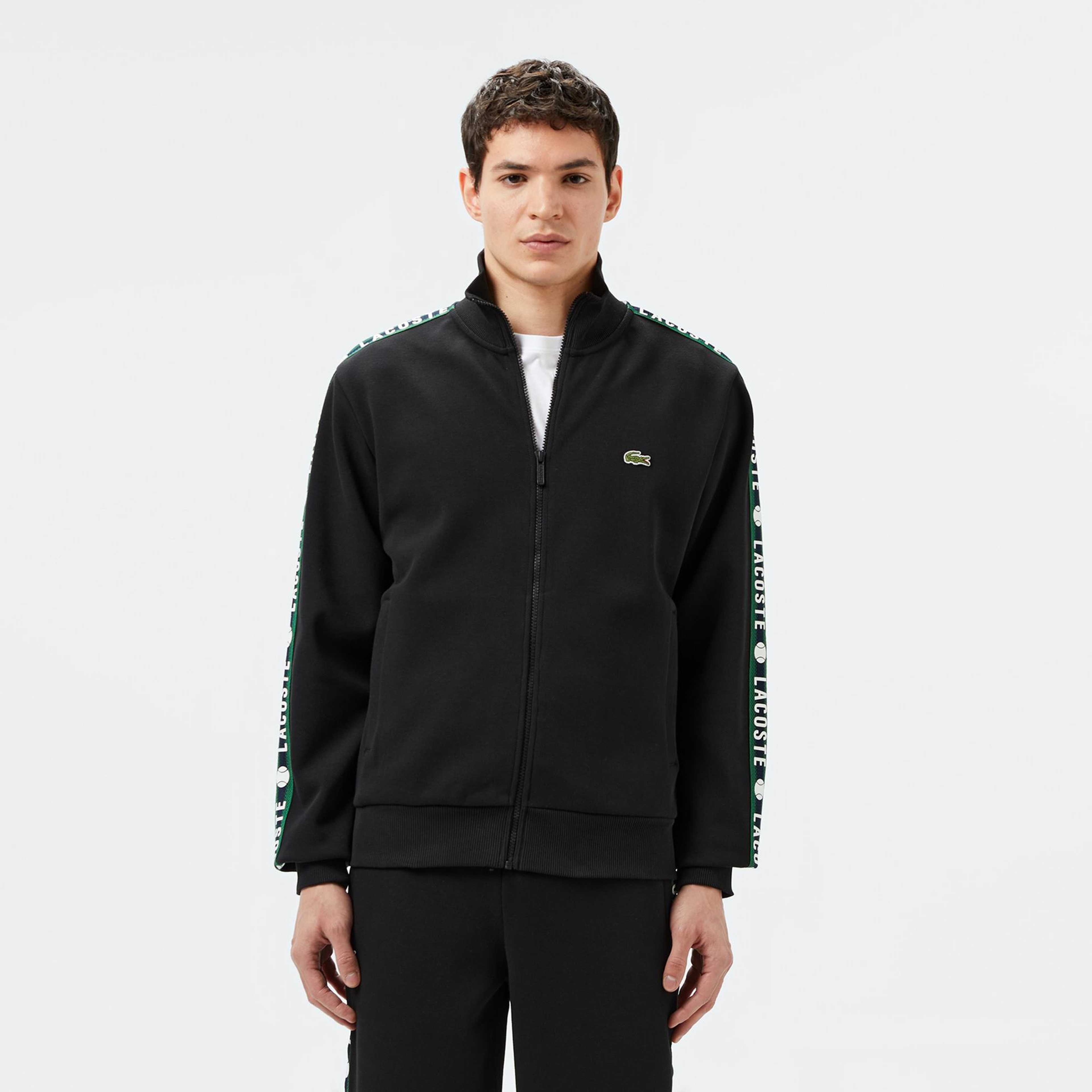 Lacoste Erkek Fermuarlı Baskılı Siyah Sweatshirt