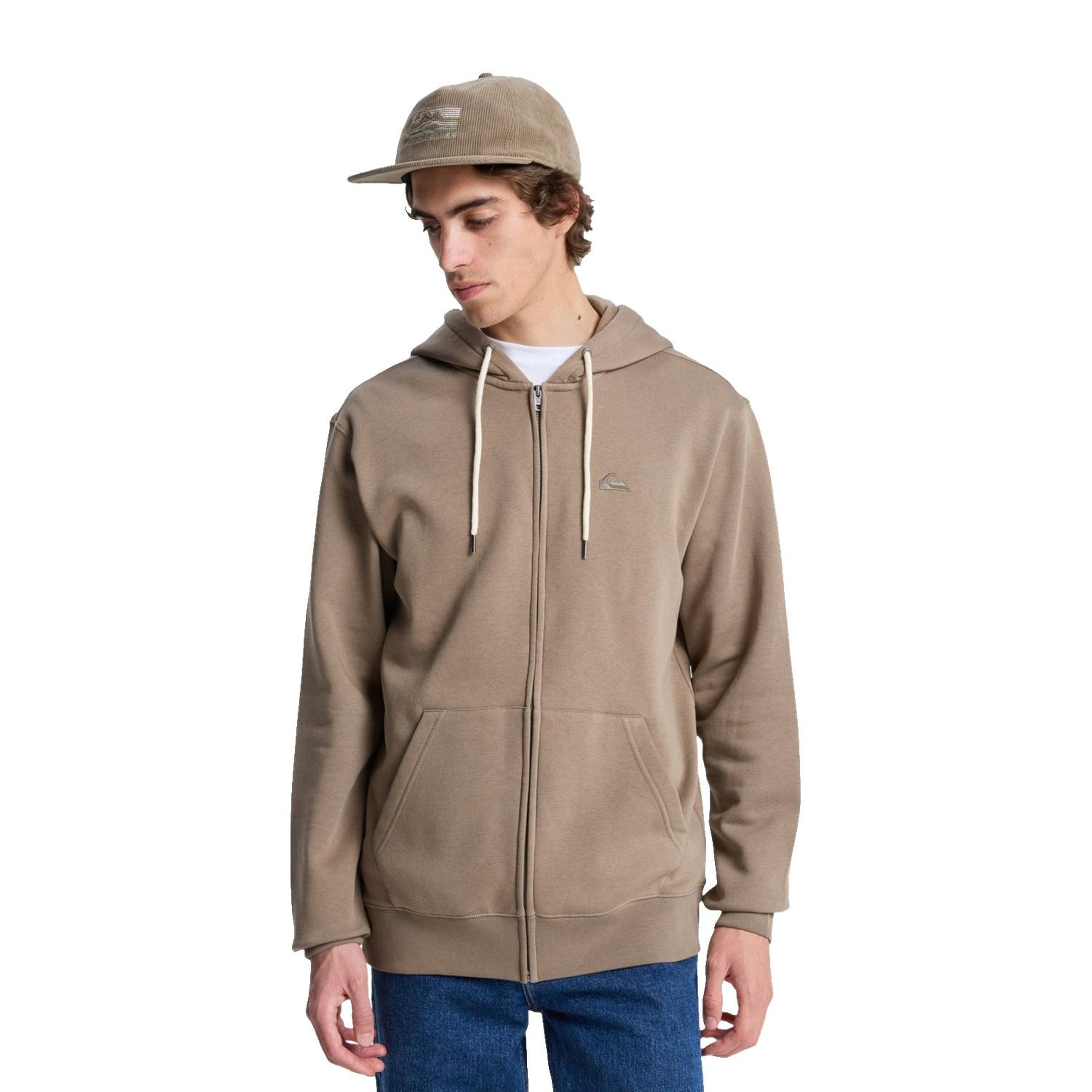 Quiksilver Salt Water Zip Hoodie Erkek Bej Sweatshirt