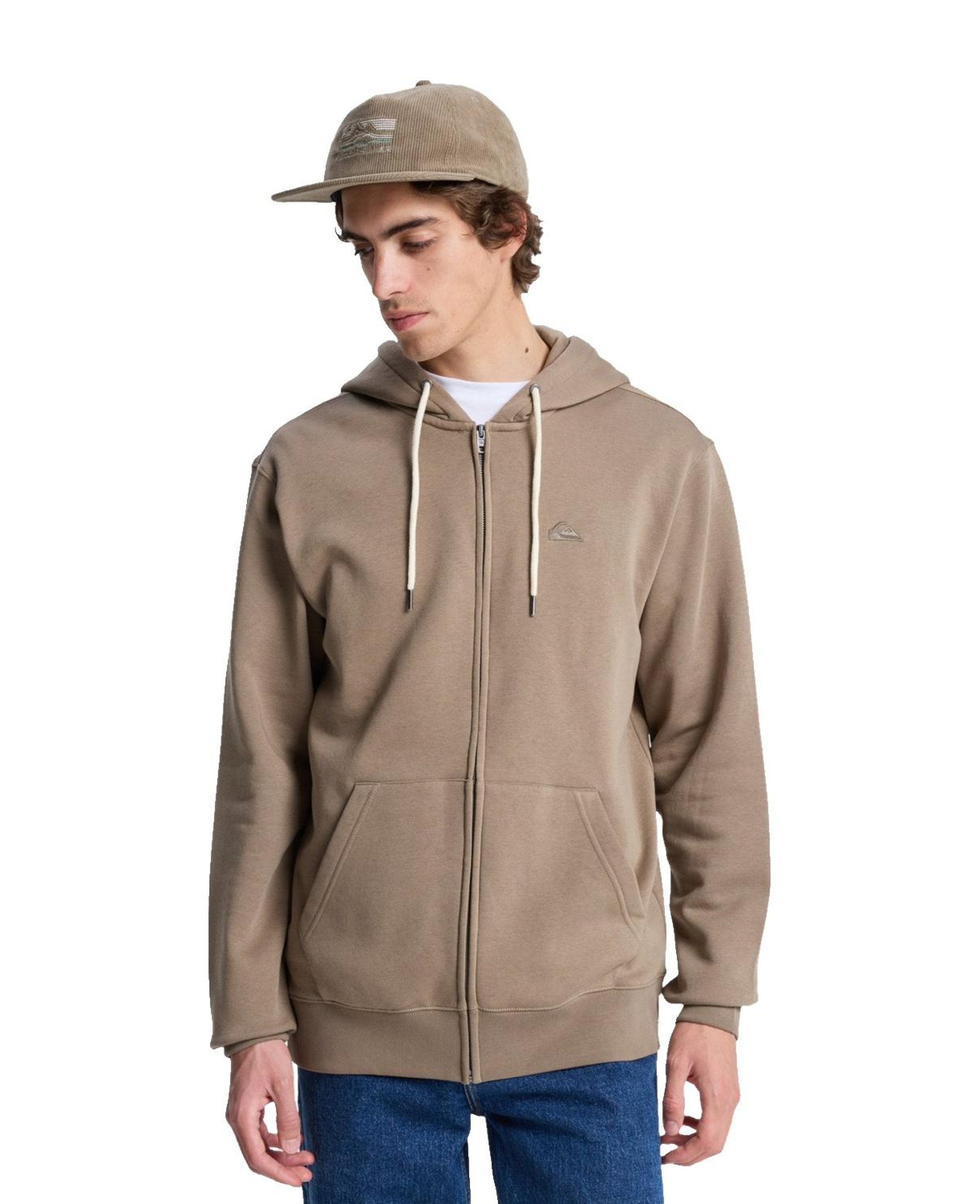 Quiksilver Salt Water Zip Hoodie Erkek Bej Sweatshirt