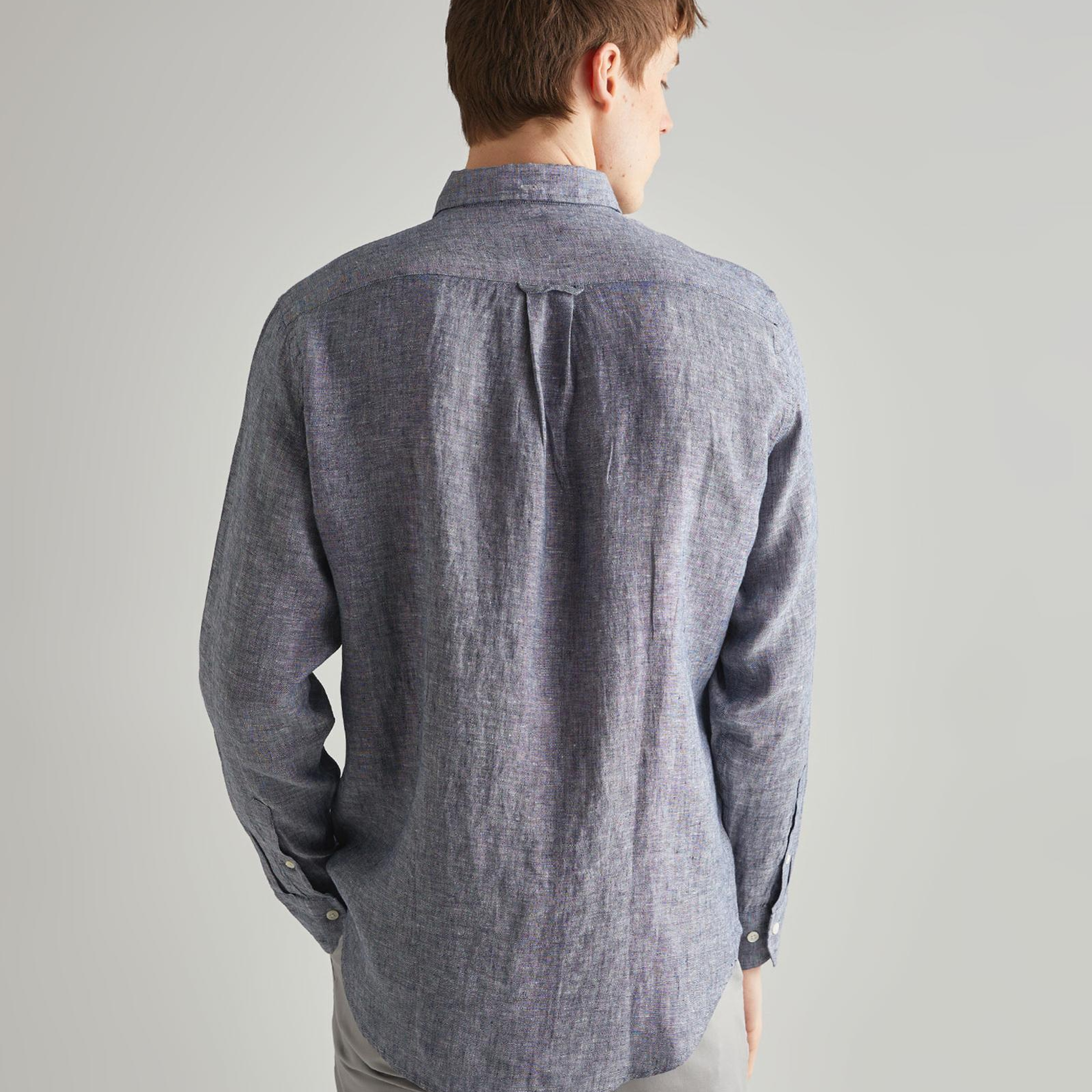 GANT Erkek Lacivert Regular Fit Keten Gömlek