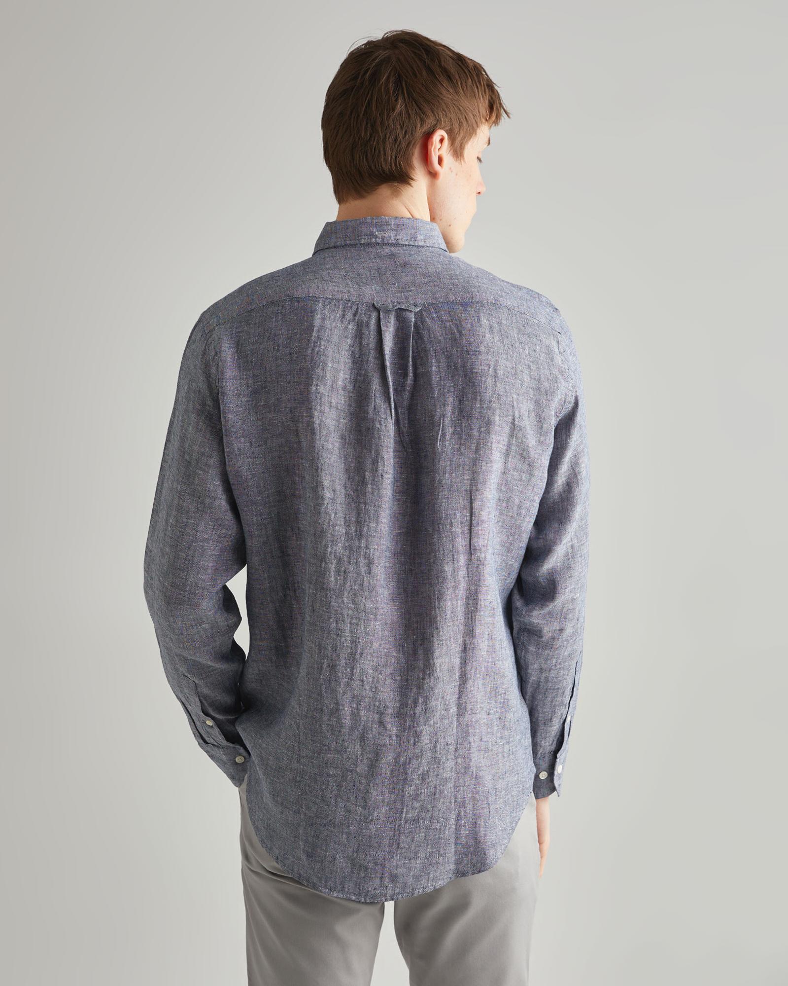 GANT Erkek Lacivert Regular Fit Keten Gömlek