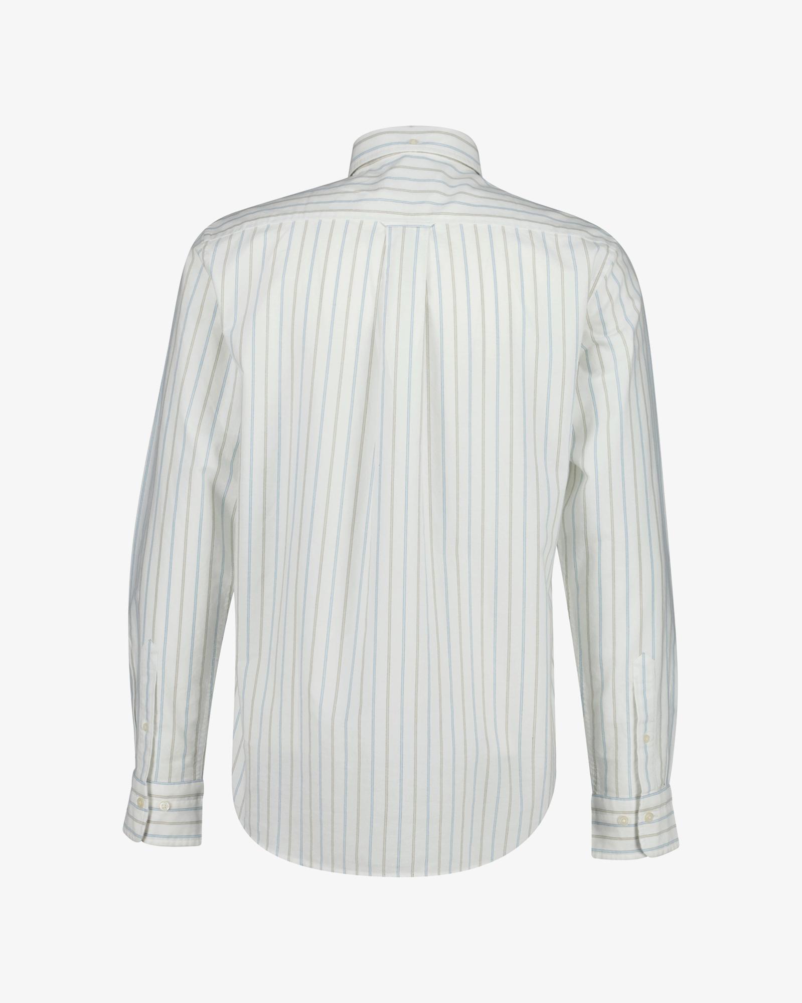 GANT Erkek Beyaz Regular Fit Çizgili Logolu Gömlek