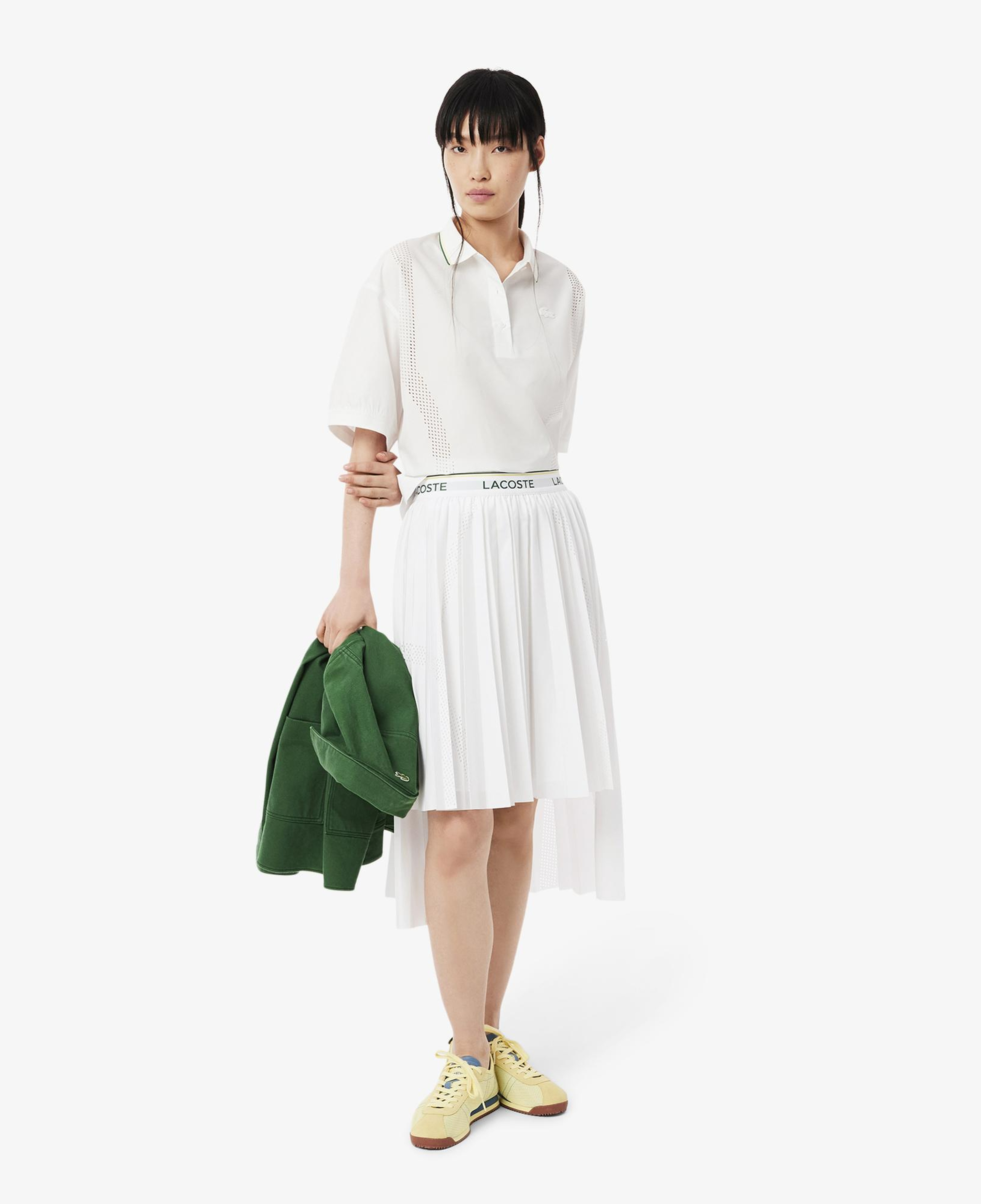 Lacoste Kadın Flare Fit Pileli Beyaz Etek