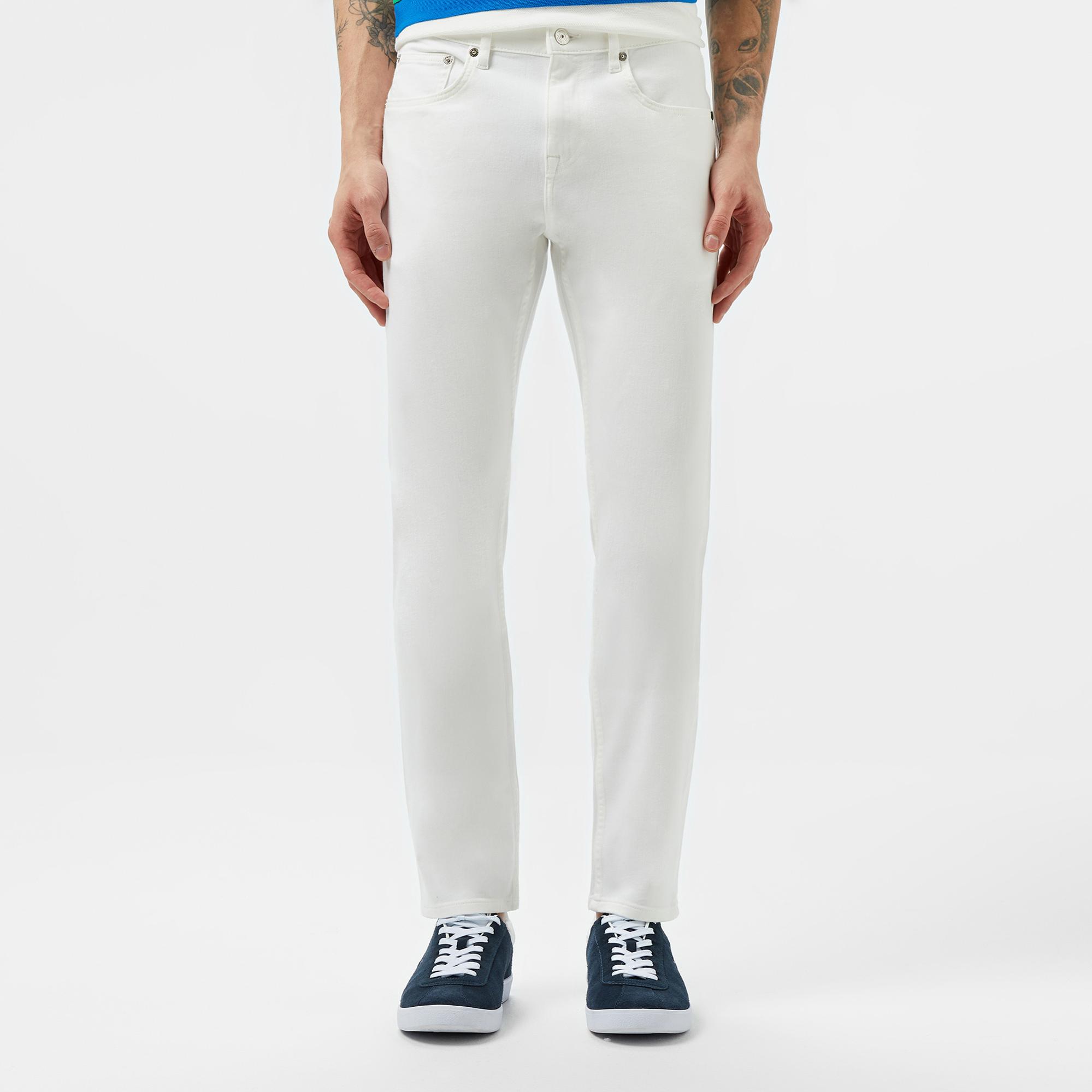 Lacoste Erkek Slim Fit Beyaz Jean Pantolon