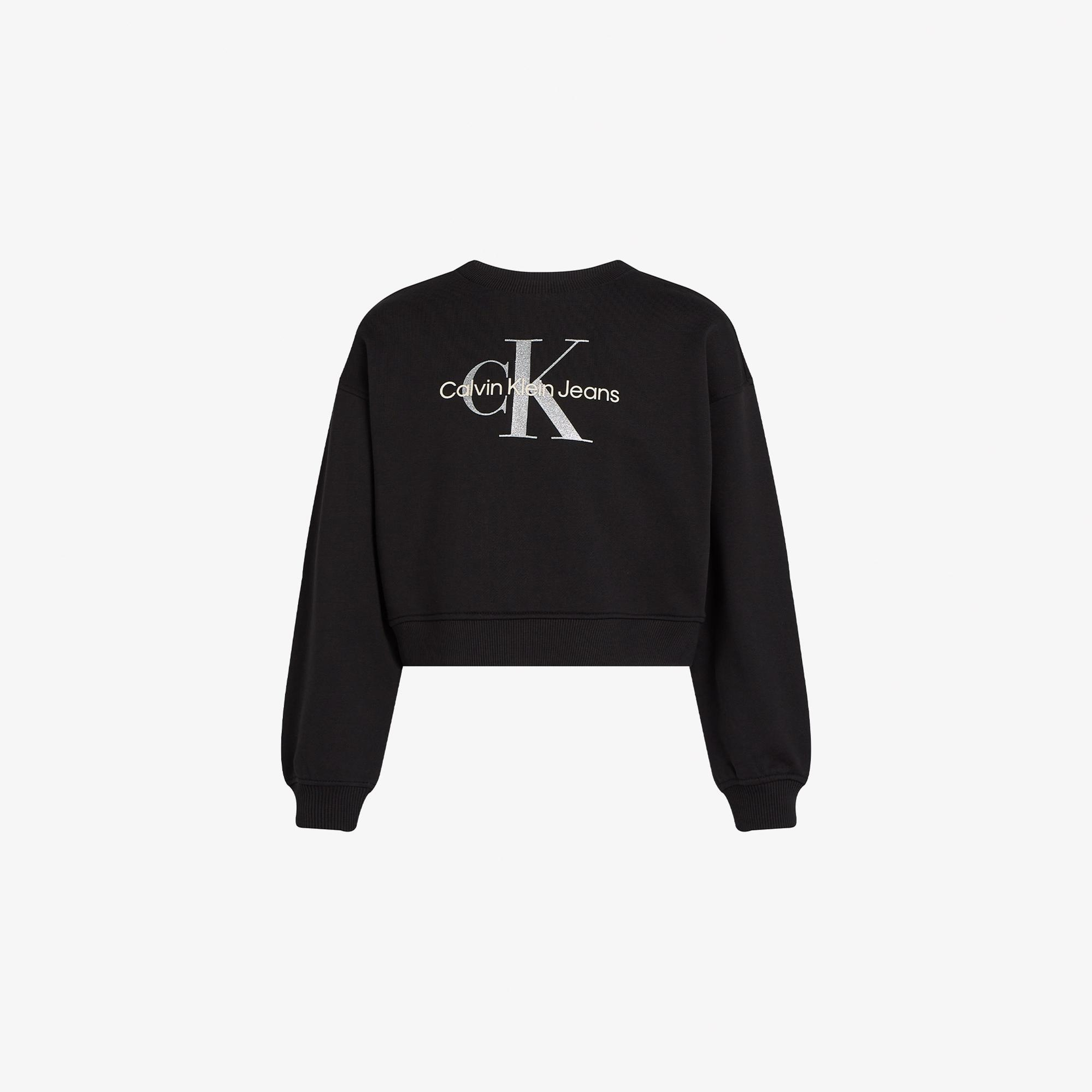 Calvin Klein Glitter Monologo Çocuk Siyah Sweatshirt