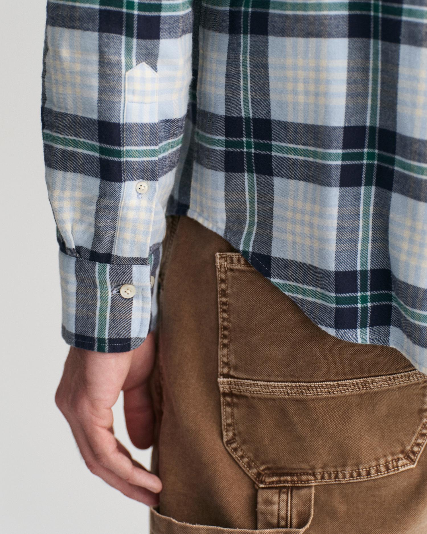 GANT Erkek Mavi Regular Fit Düğmeli Yaka Kareli Gömlek