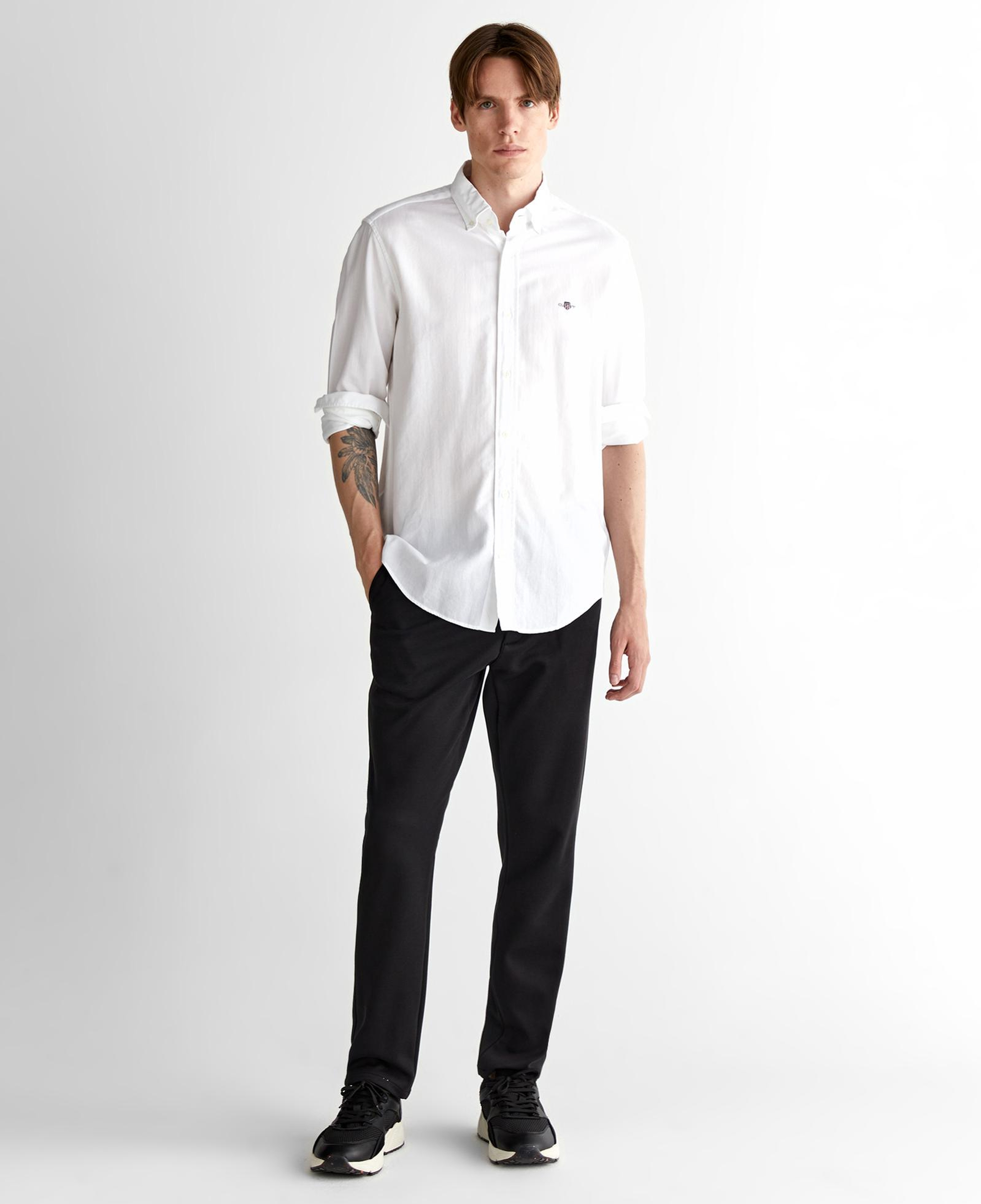 GANT Erkek Beyaz Düğmeli Yaka Logolu Gömlek