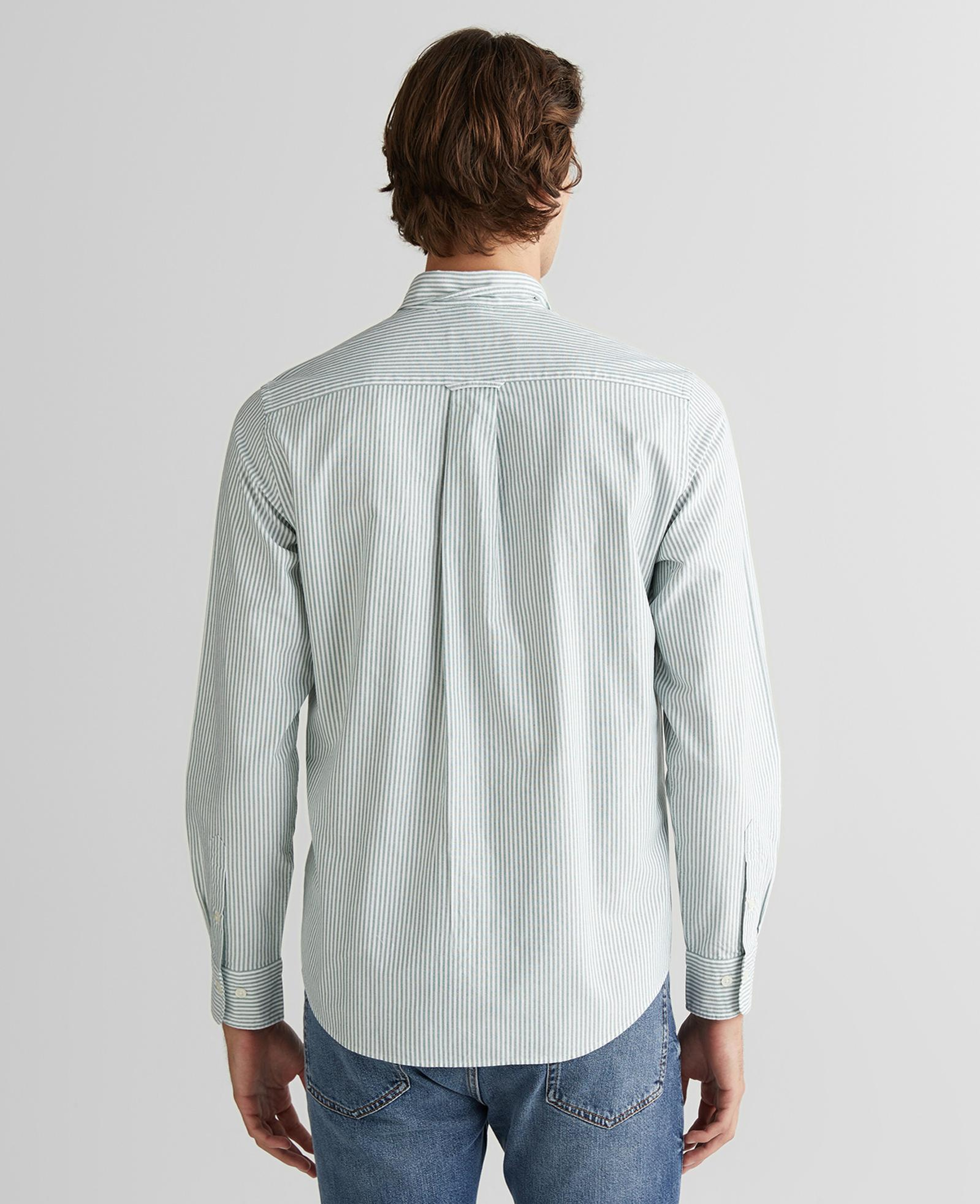 GANT Erkek Yeşil Regular Fit Düğmeli Yaka Çizgili Oxford Gömlek