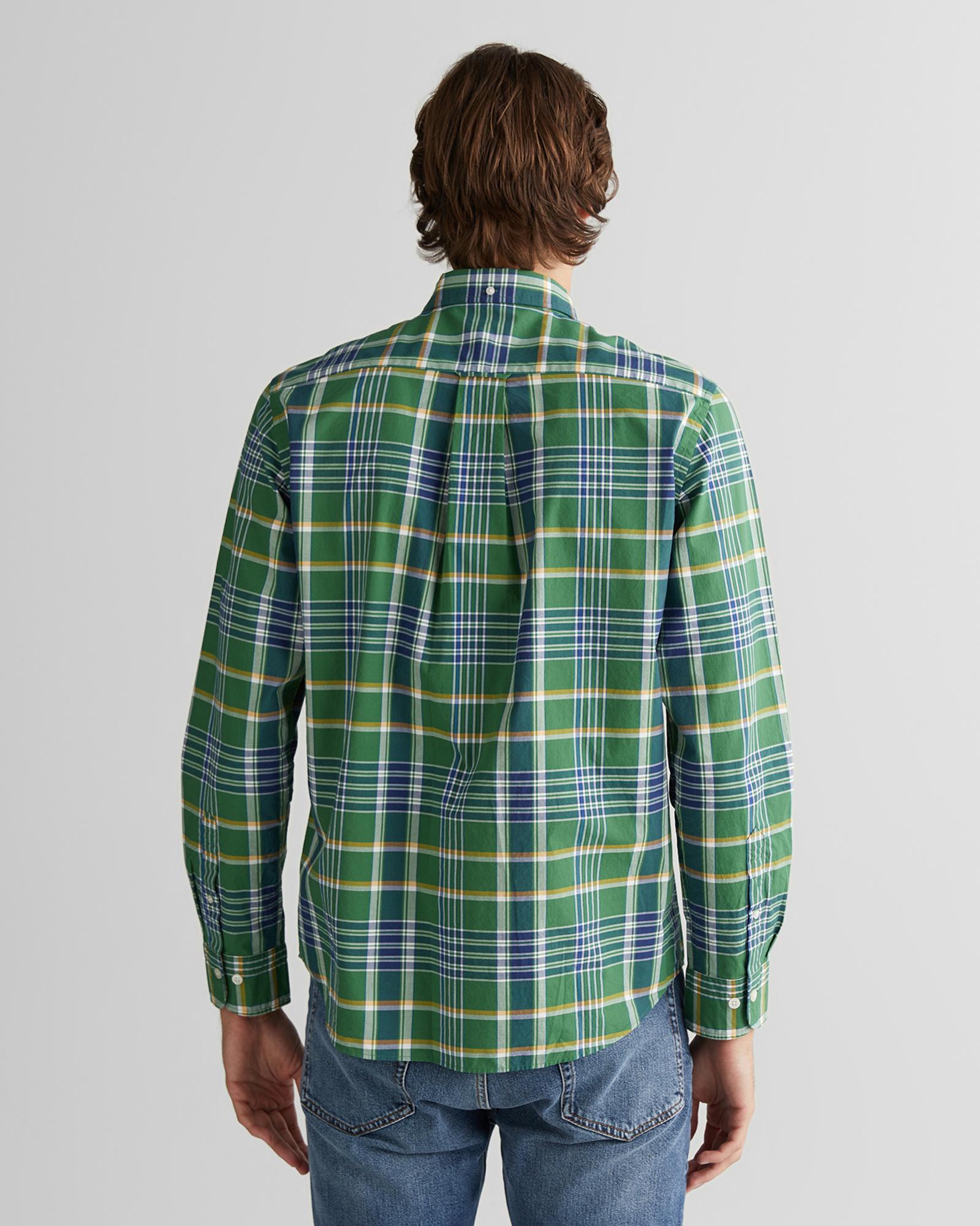 GANT Erkek Yeşil Regular Fit Düğmeli Yaka Çizgili Gömlek