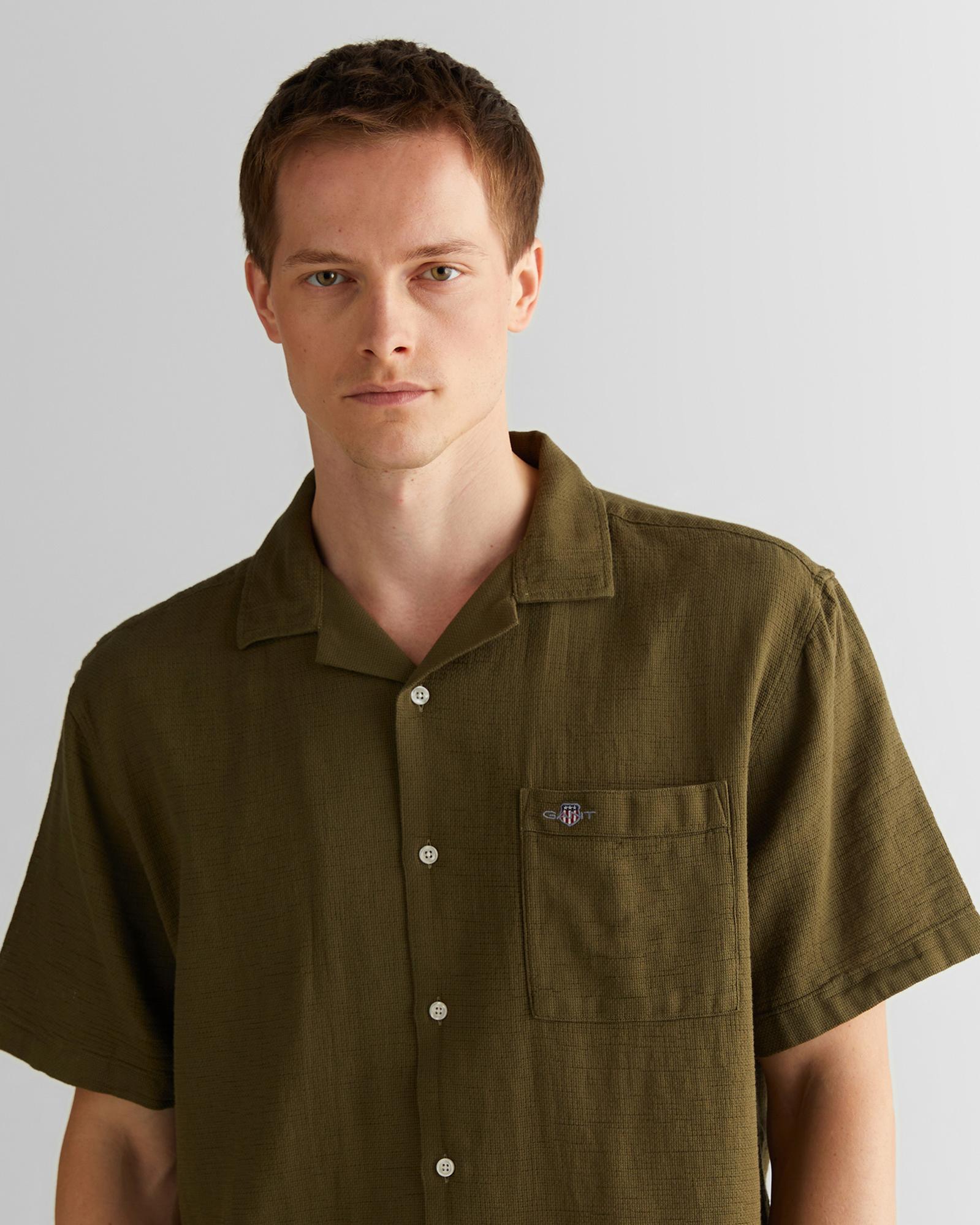 GANT Erkek Yeşil Regular Fit Klasik Yaka Gömlek