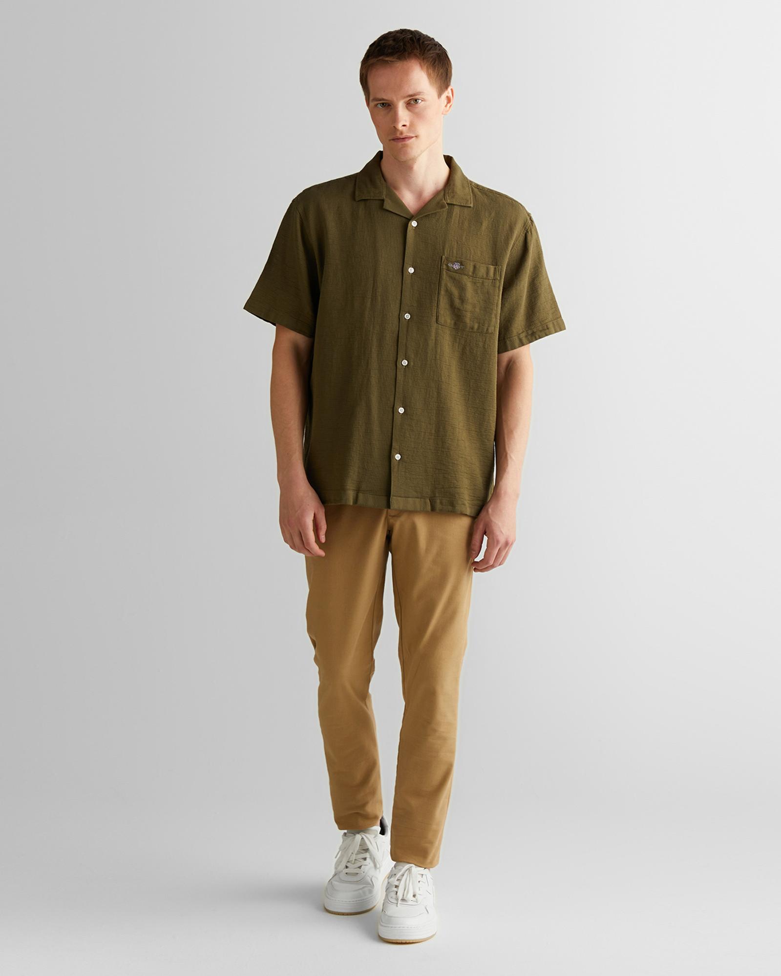 GANT Erkek Yeşil Regular Fit Klasik Yaka Gömlek