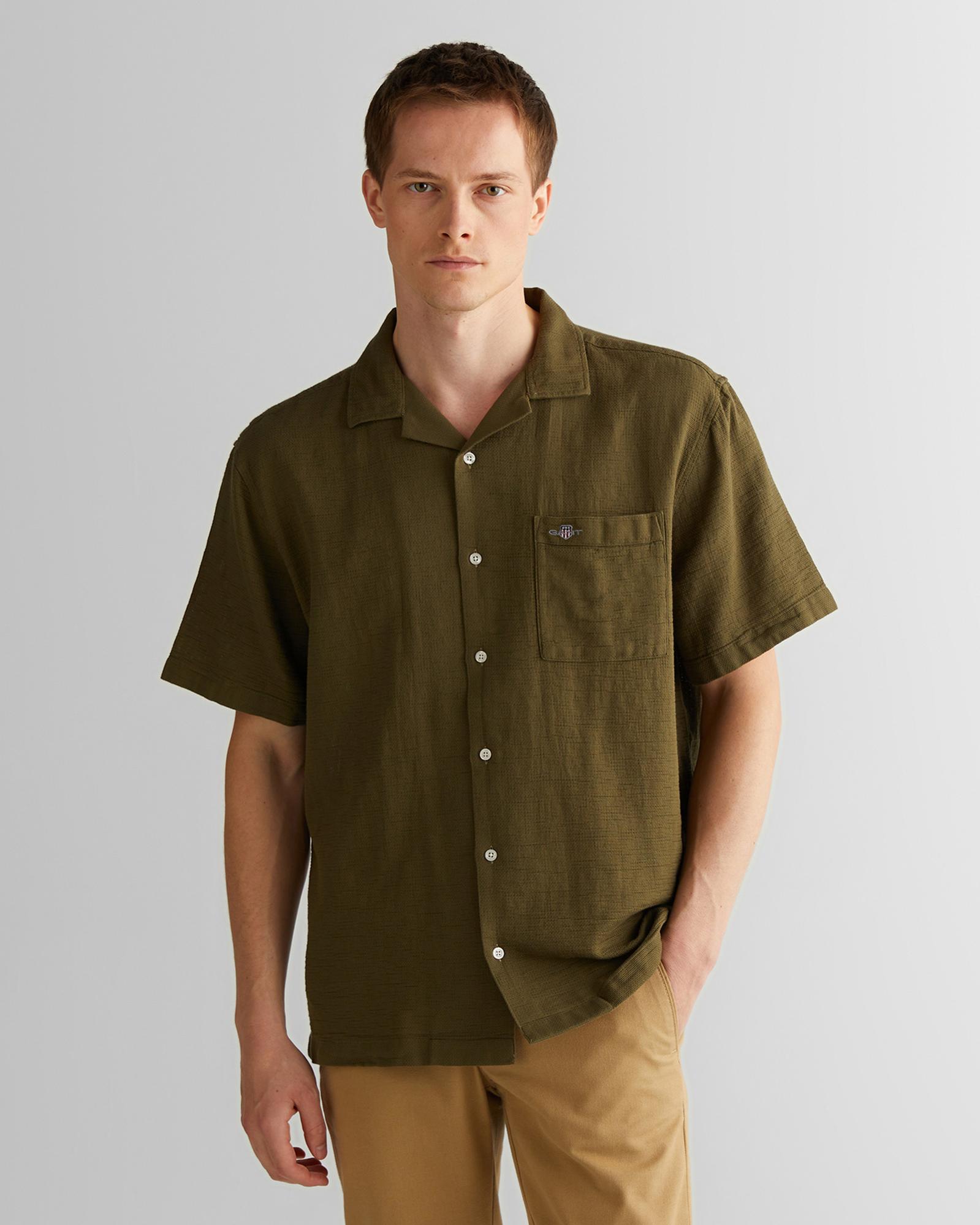 GANT Erkek Yeşil Regular Fit Klasik Yaka Gömlek