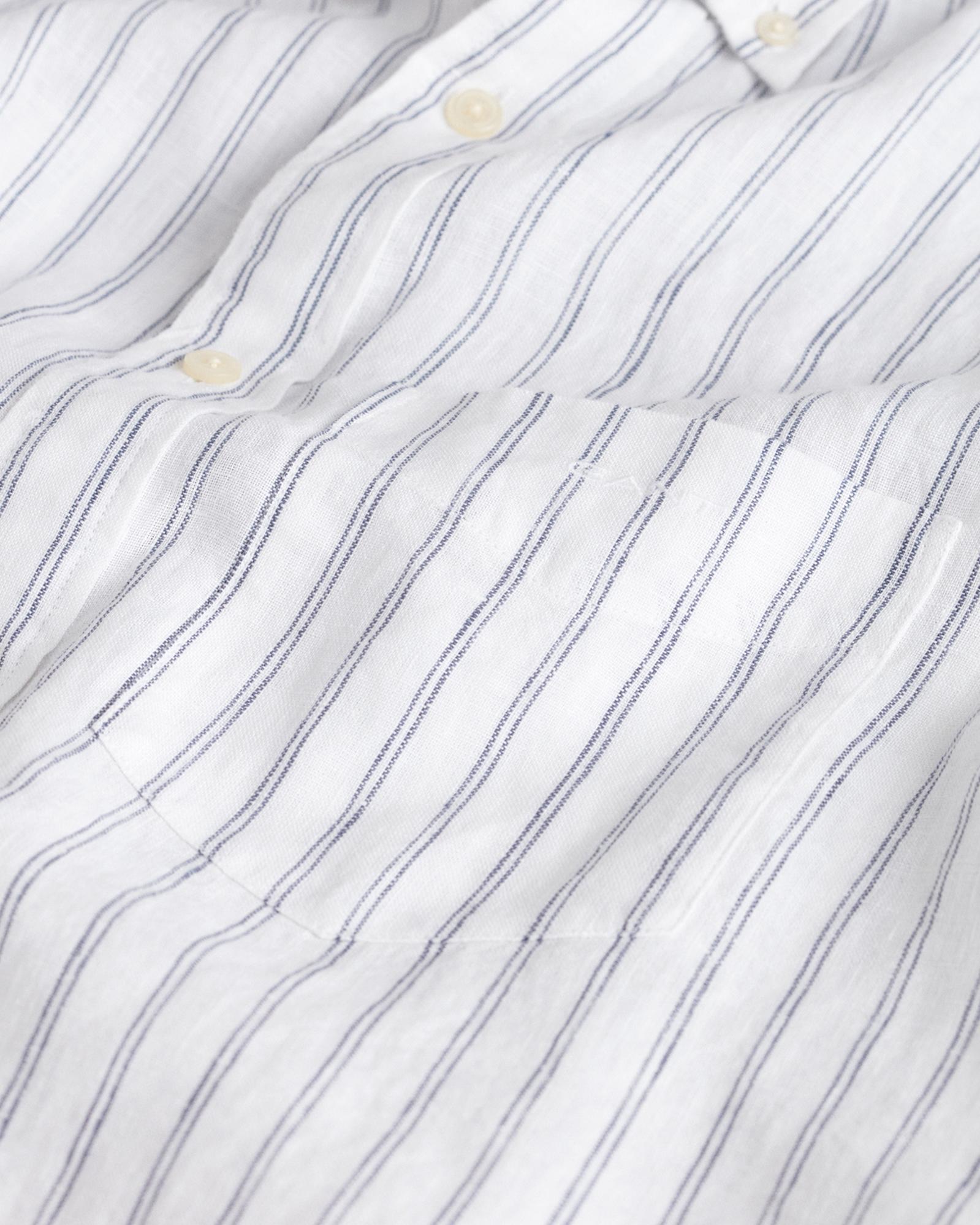 GANT Erkek Beyaz Regular Fit Düğmeli Yaka Çizgili Gömlek