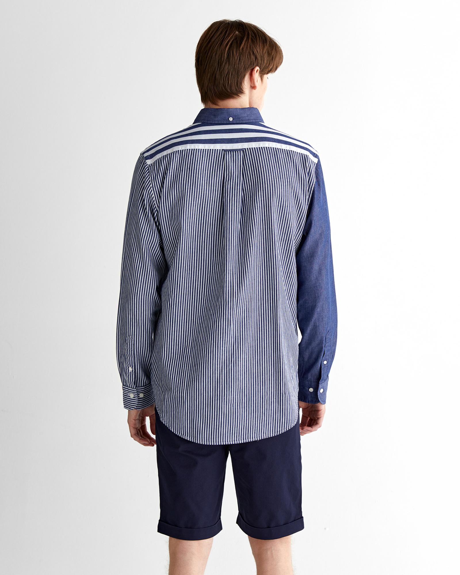 GANT Erkek Mavi Regular Fit Düğmeli Yaka Çizgili Gömlek