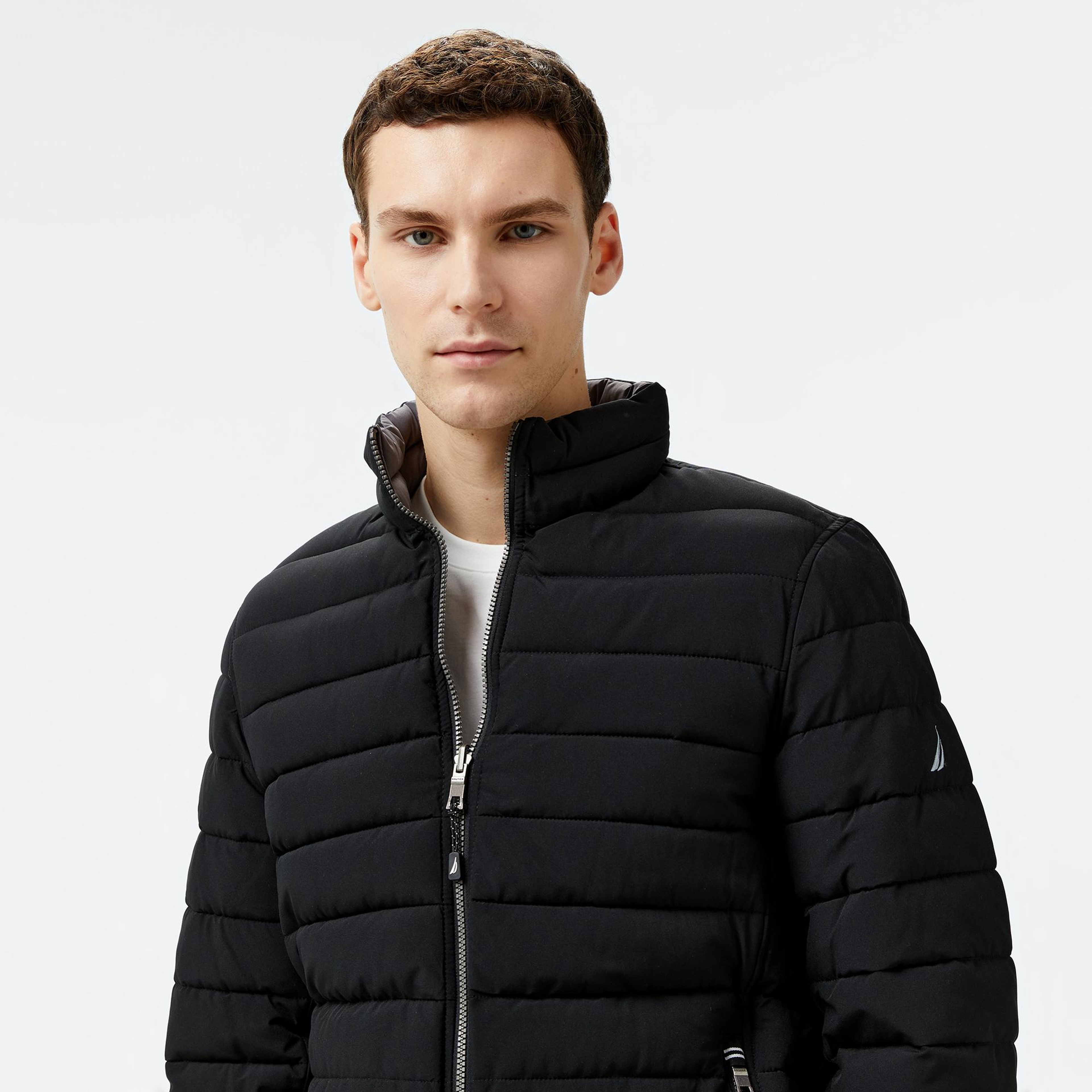 Nautica Erkek Siyah Regular Fit Çift Taraflı Mont