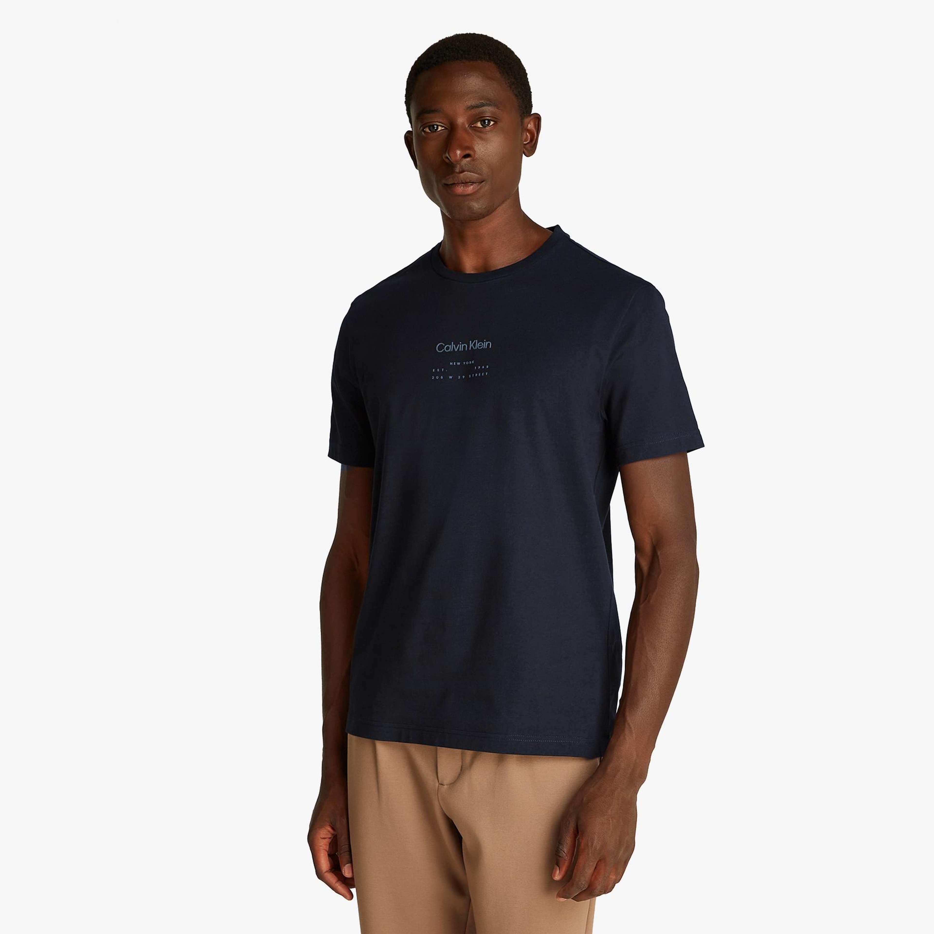 Calvin Klein Raised Editorial Logo Erkek Siyah T-Shirt