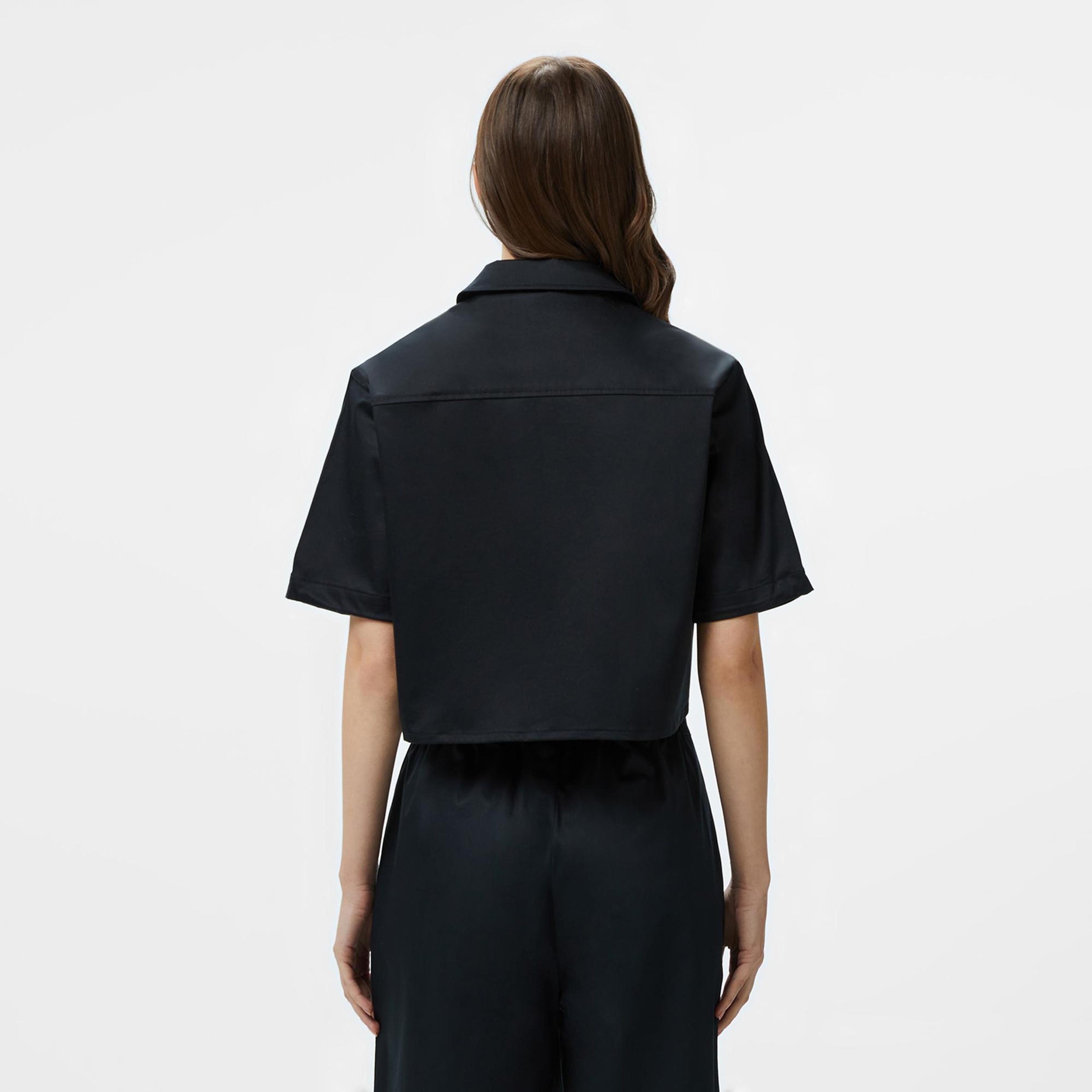 Lacoste Kadın Regular Fit Yarım Kollu Siyah Gömlek