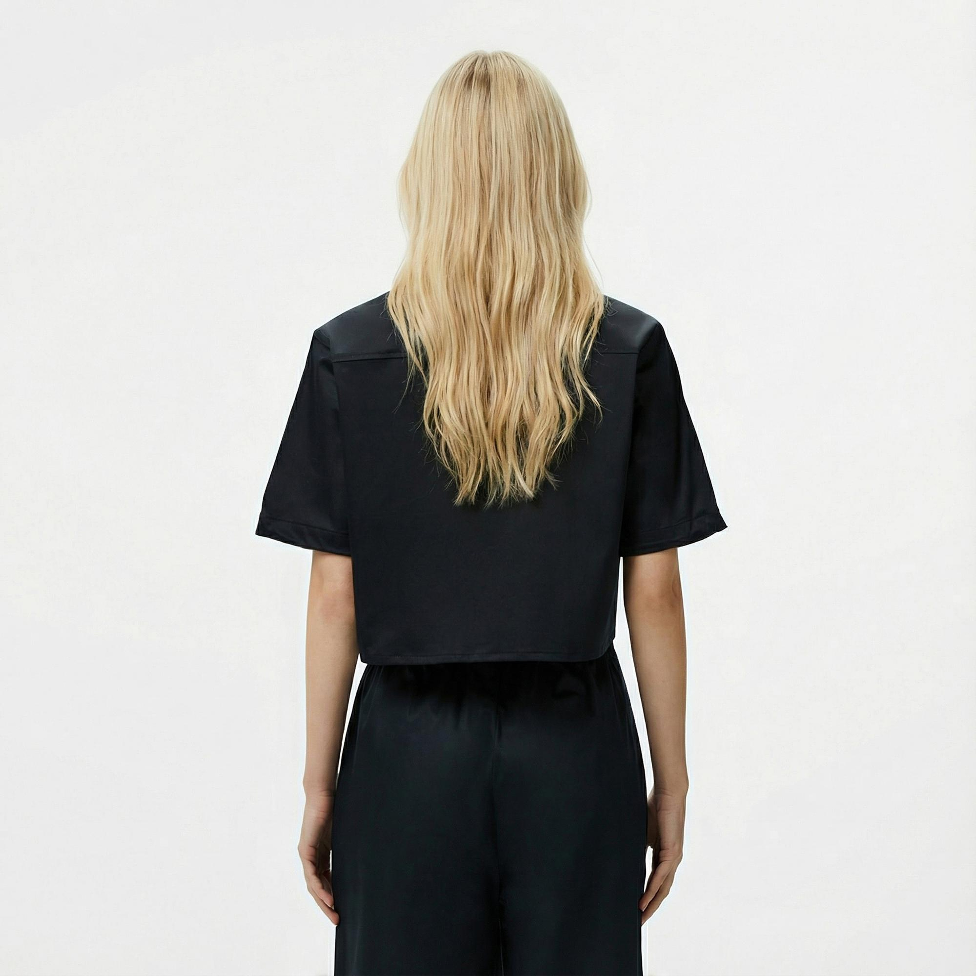 Lacoste Kadın Regular Fit Yarım Kollu Siyah Gömlek