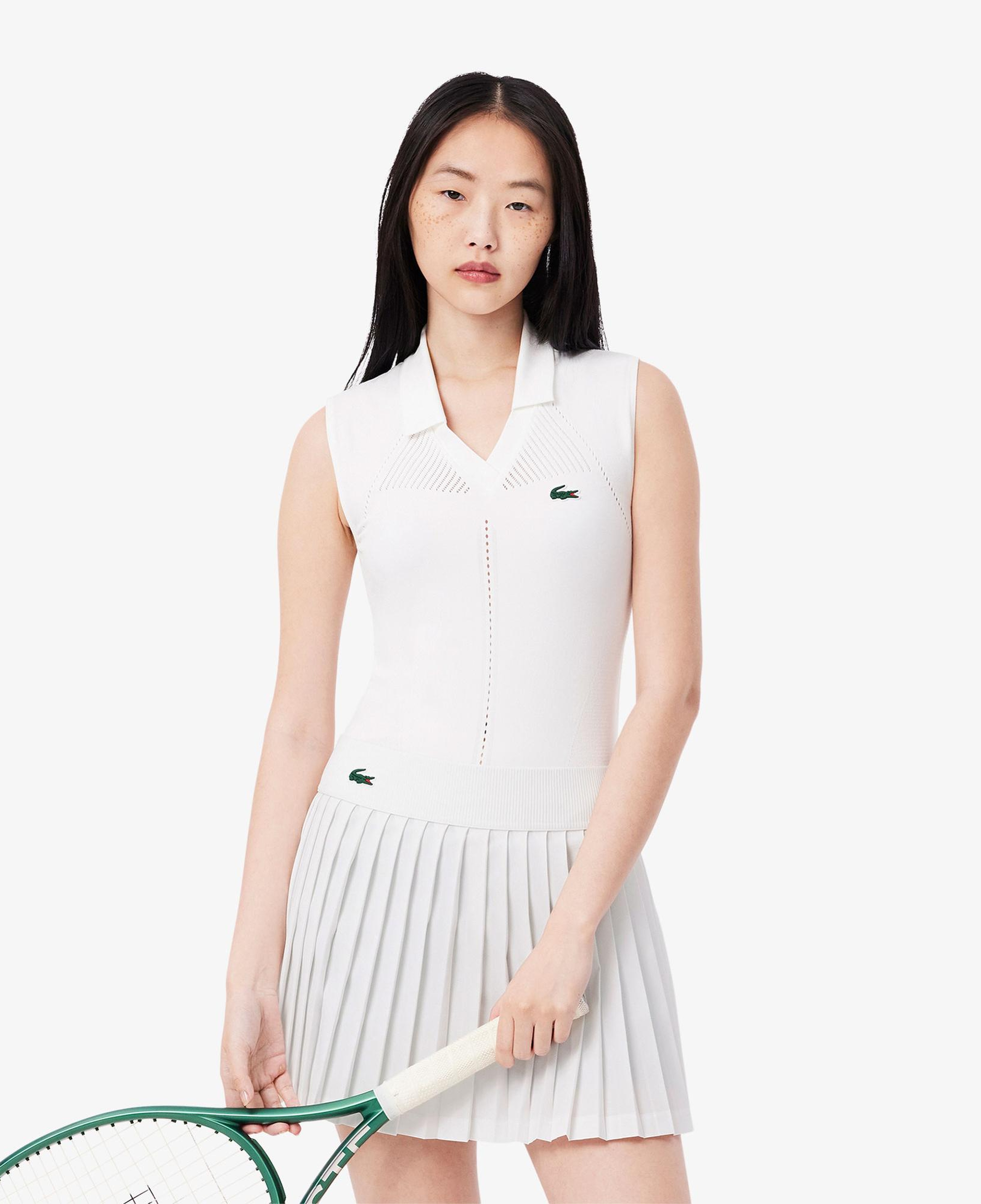 Lacoste Kadın Flare Fit Pileli Beyaz Etek