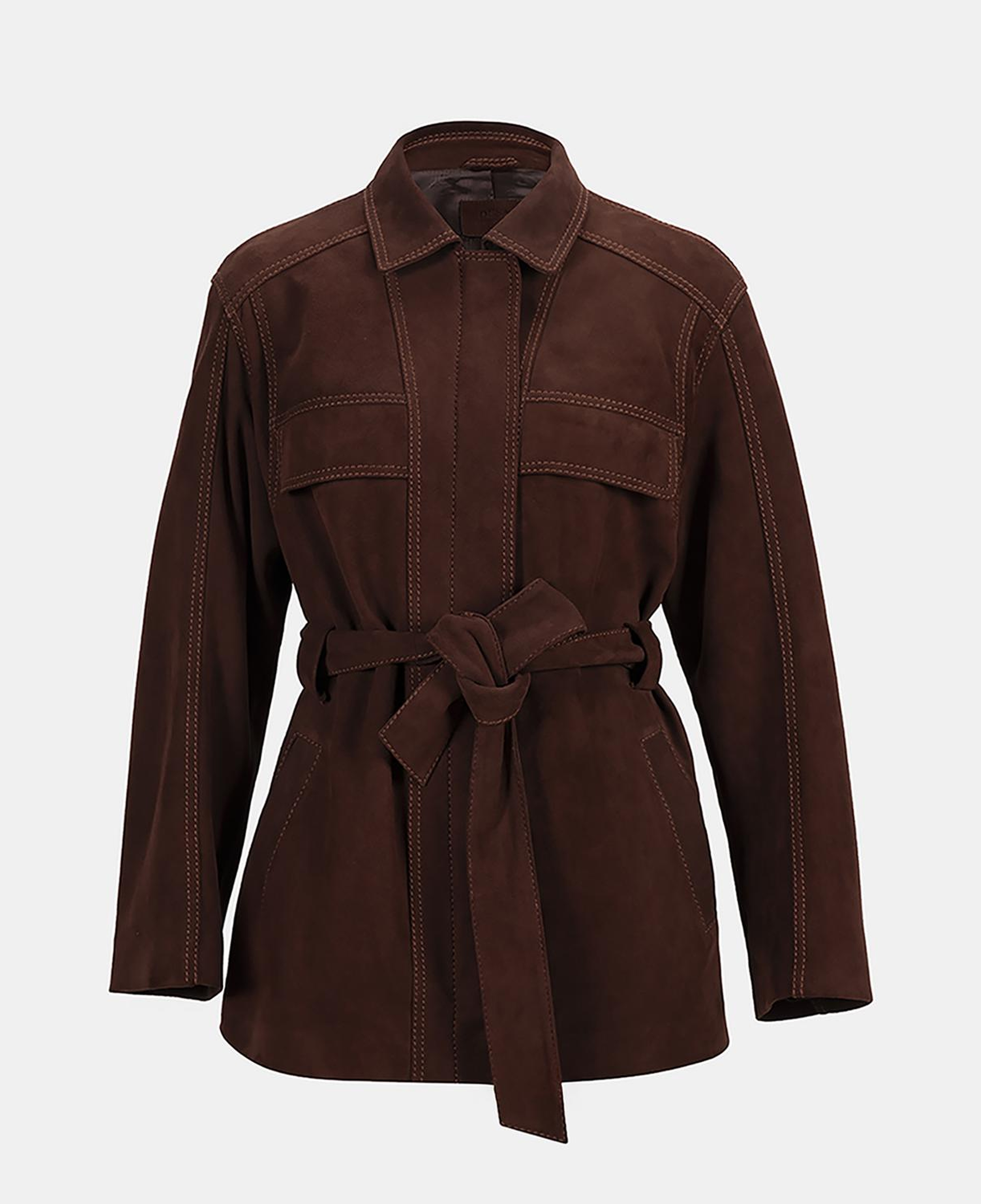 Kadın Bordo Fermuarlı Süet Trençkot