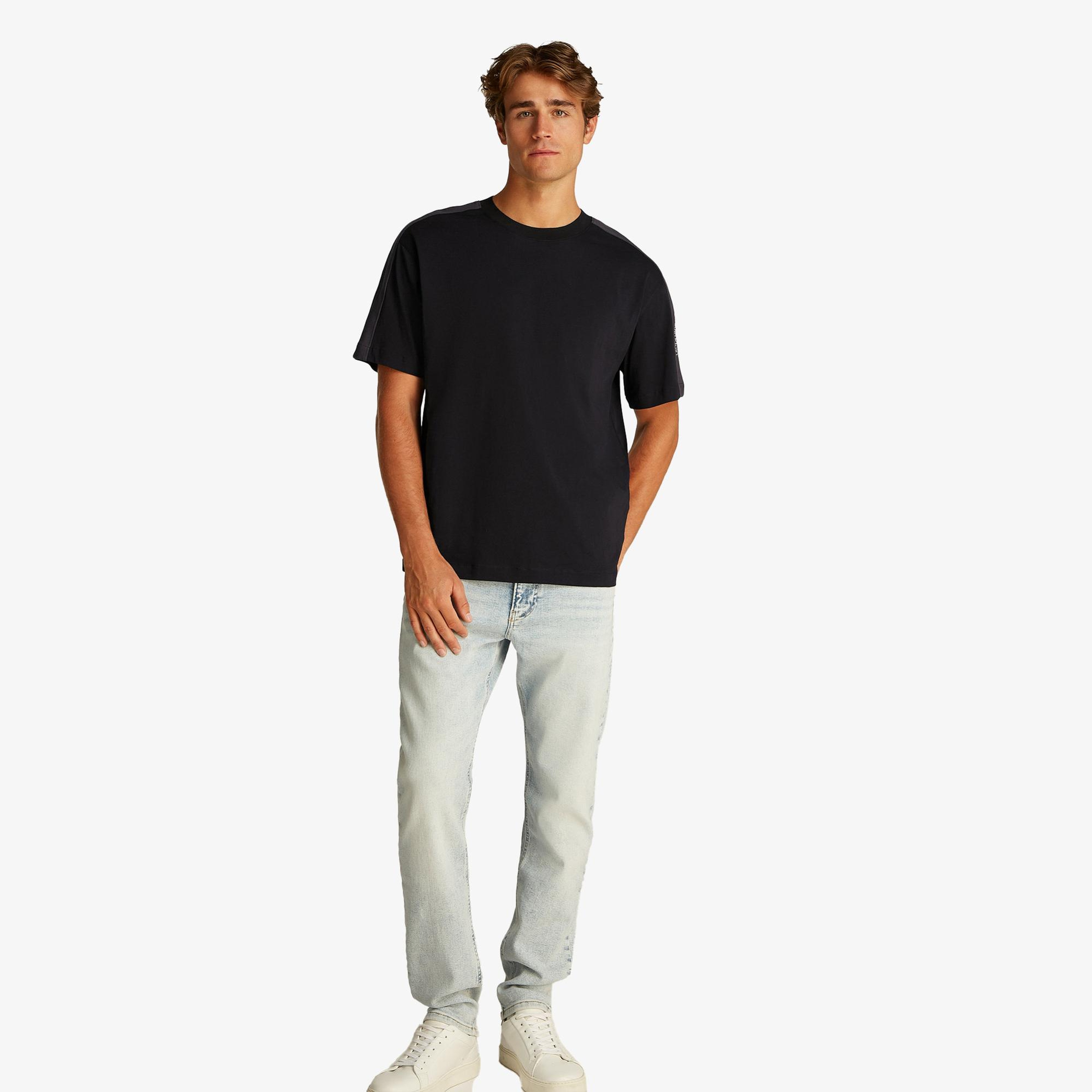 Calvin Klein Logo Tape Erkek Siyah T-Shirt