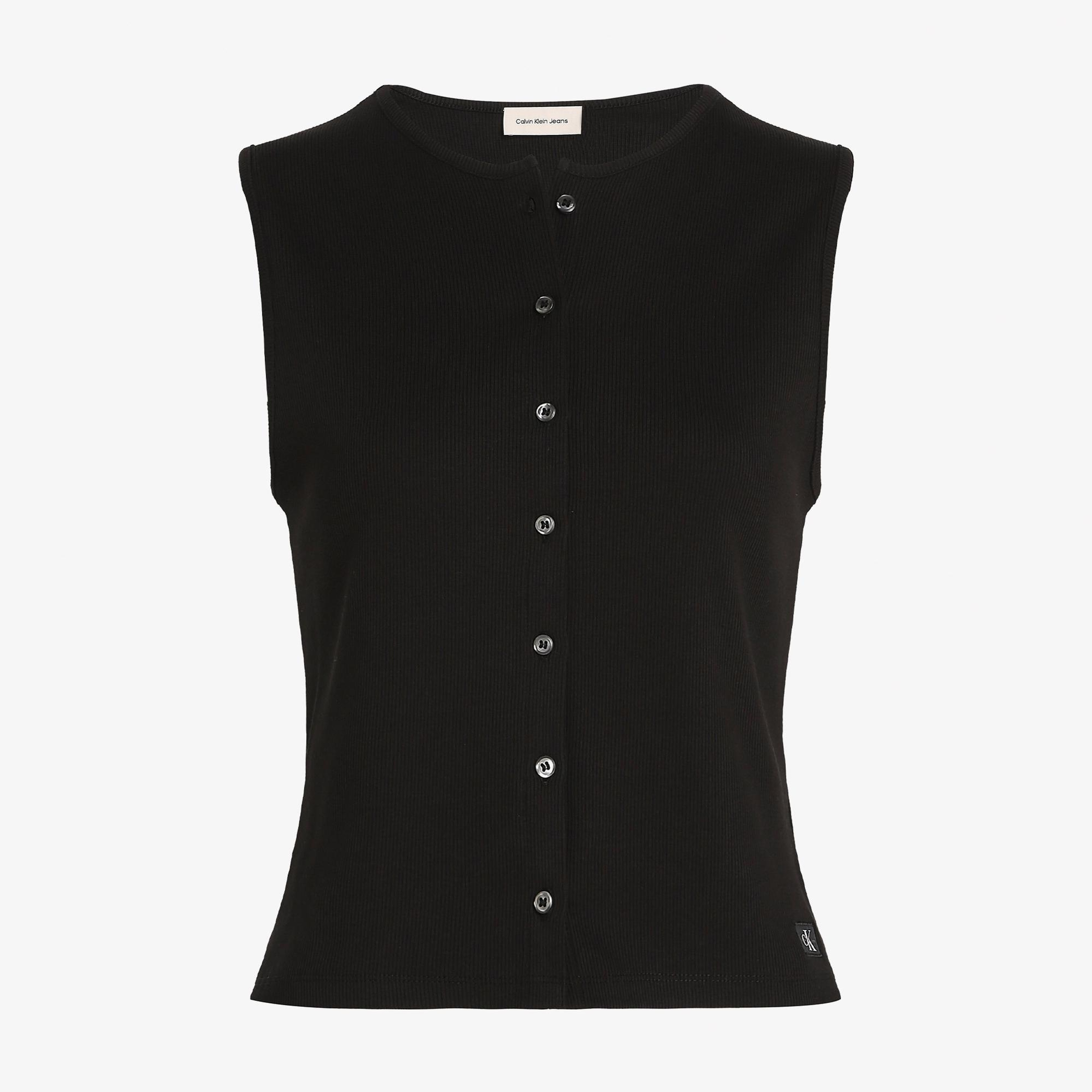 Calvin Klein Kadın Siyah Kolsuz T-Shirt