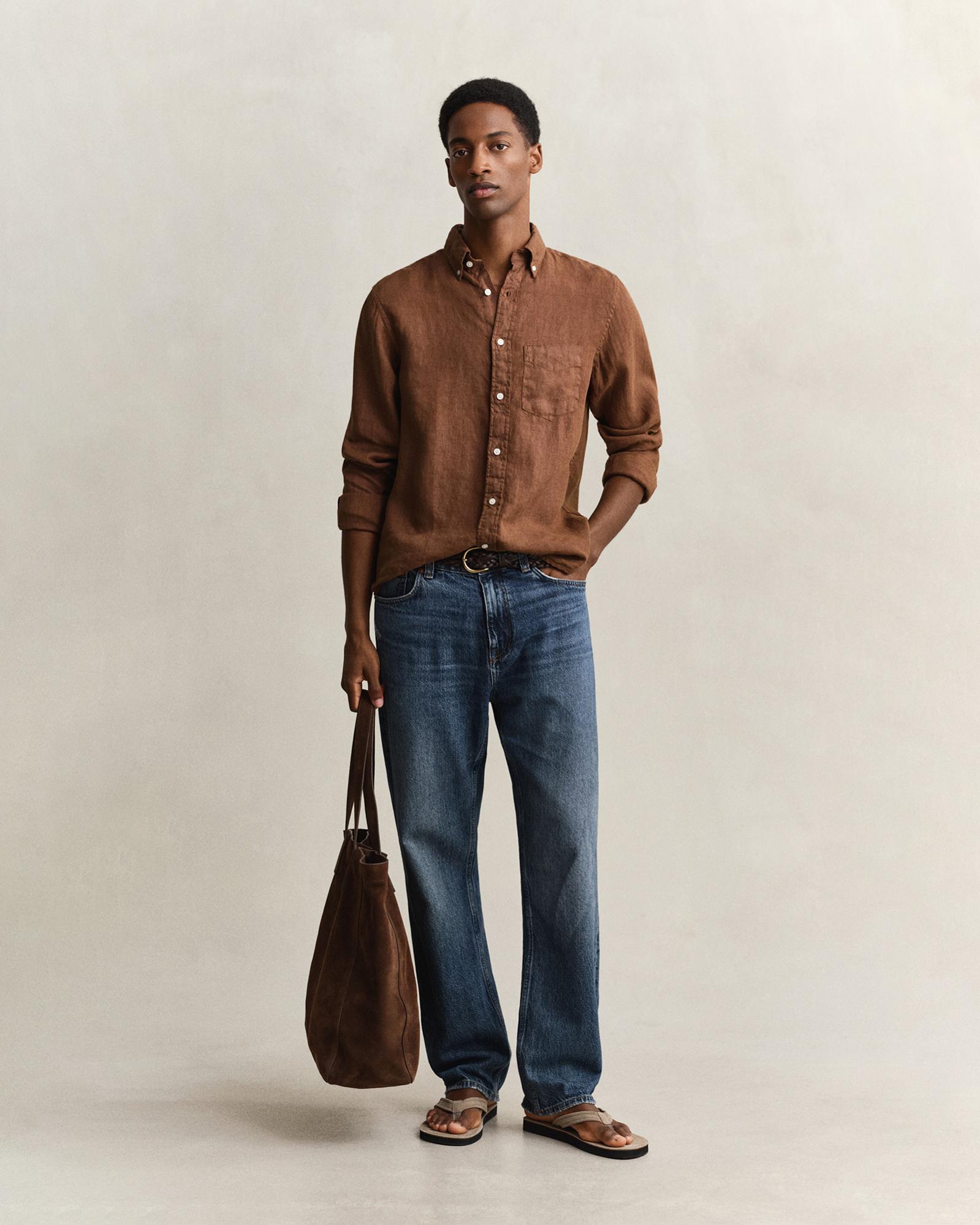 GANT Erkek Kahverengi Regular Fit Gömlek