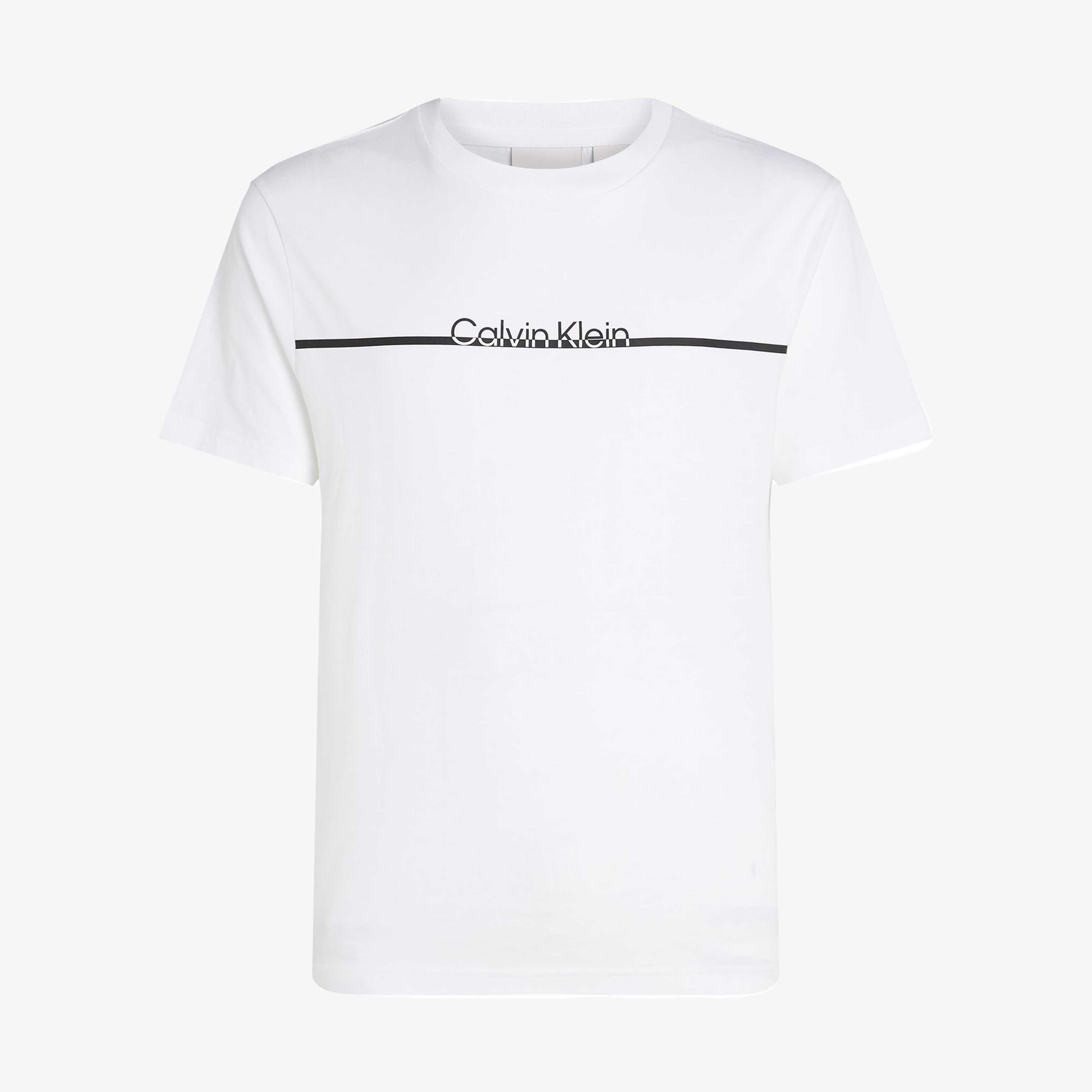 Calvin Klein Split Line Logo Erkek Beyaz T-Shirt