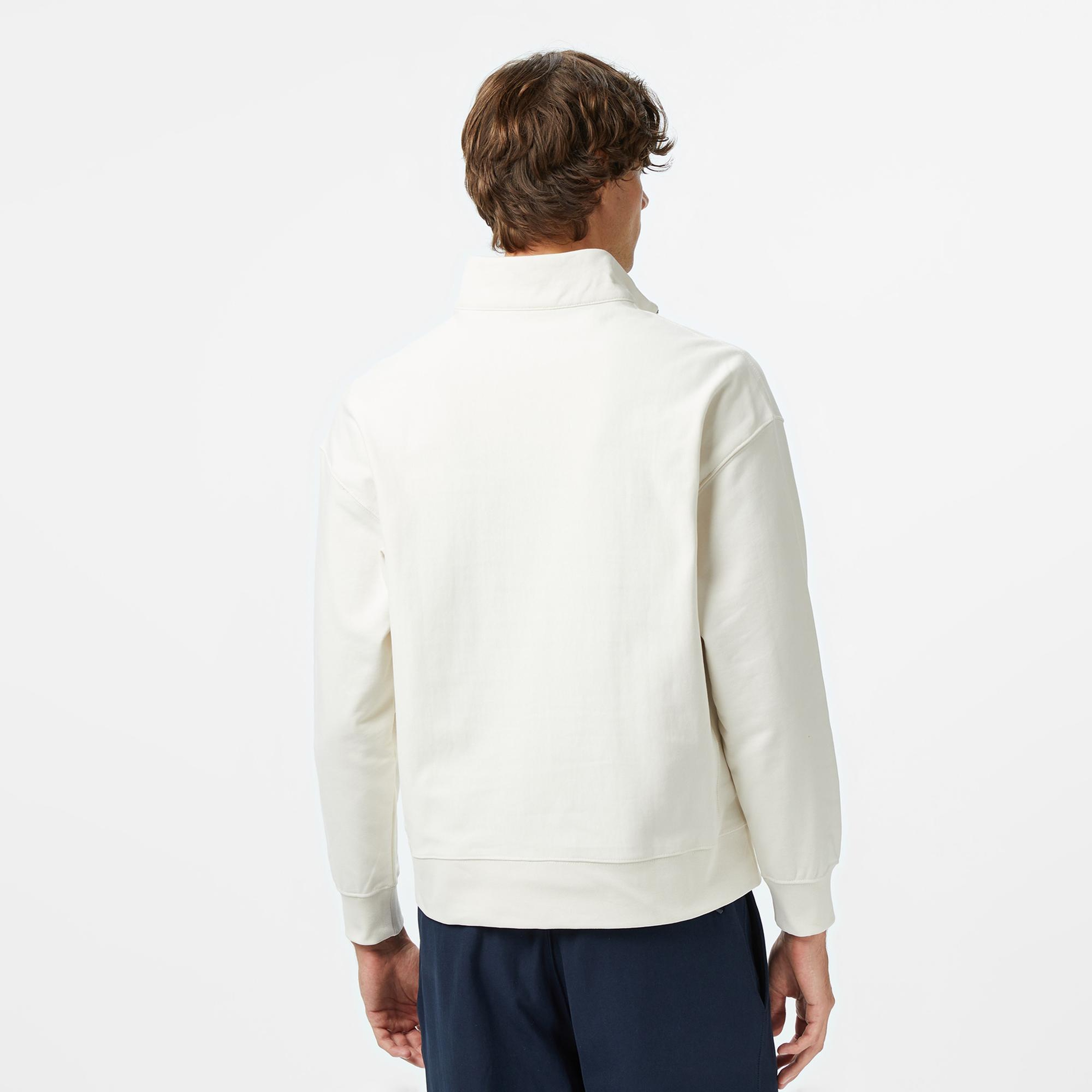 Calvin Klein Premium Terry Chain Stitch Erkek Beyaz Sweatshirt