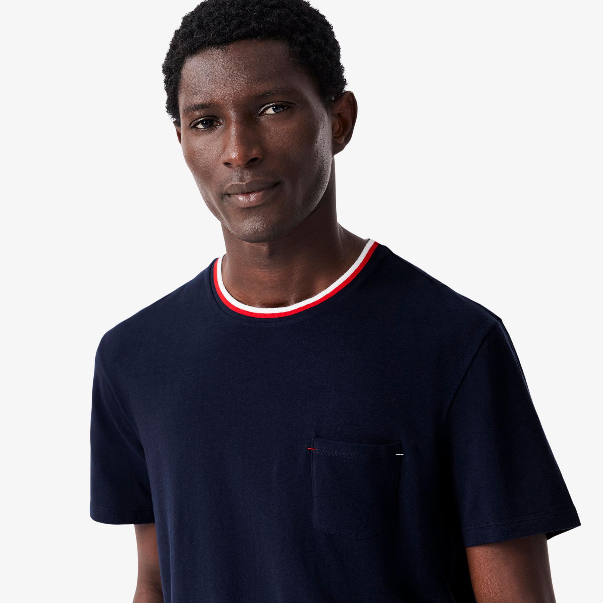 Erkek Relaxed Fit Kısa Kollu Bisiklet Yaka Lacivert Pijama Üstü