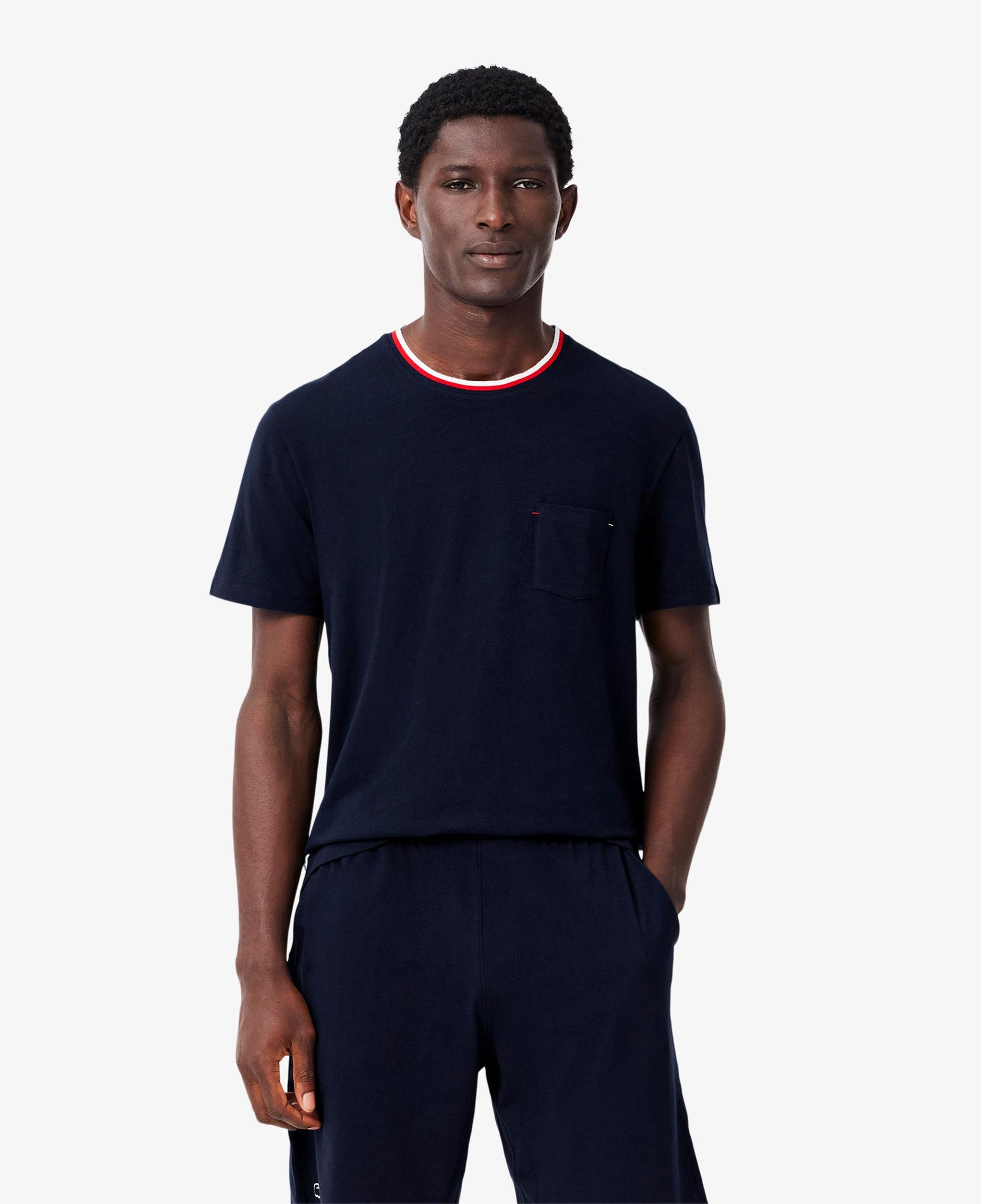 Erkek Relaxed Fit Kısa Kollu Bisiklet Yaka Lacivert Pijama Üstü