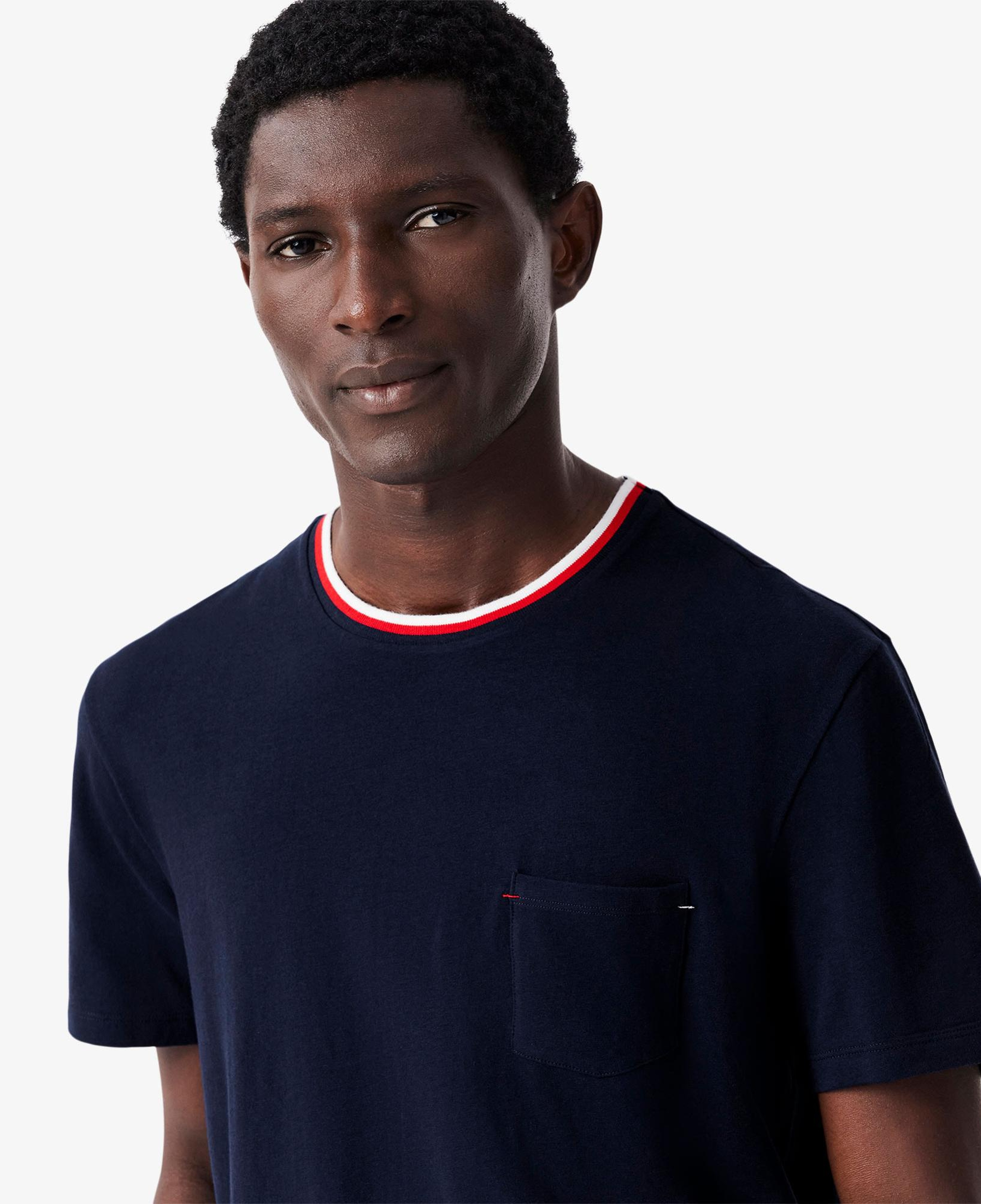 Erkek Relaxed Fit Kısa Kollu Bisiklet Yaka Lacivert Pijama Üstü