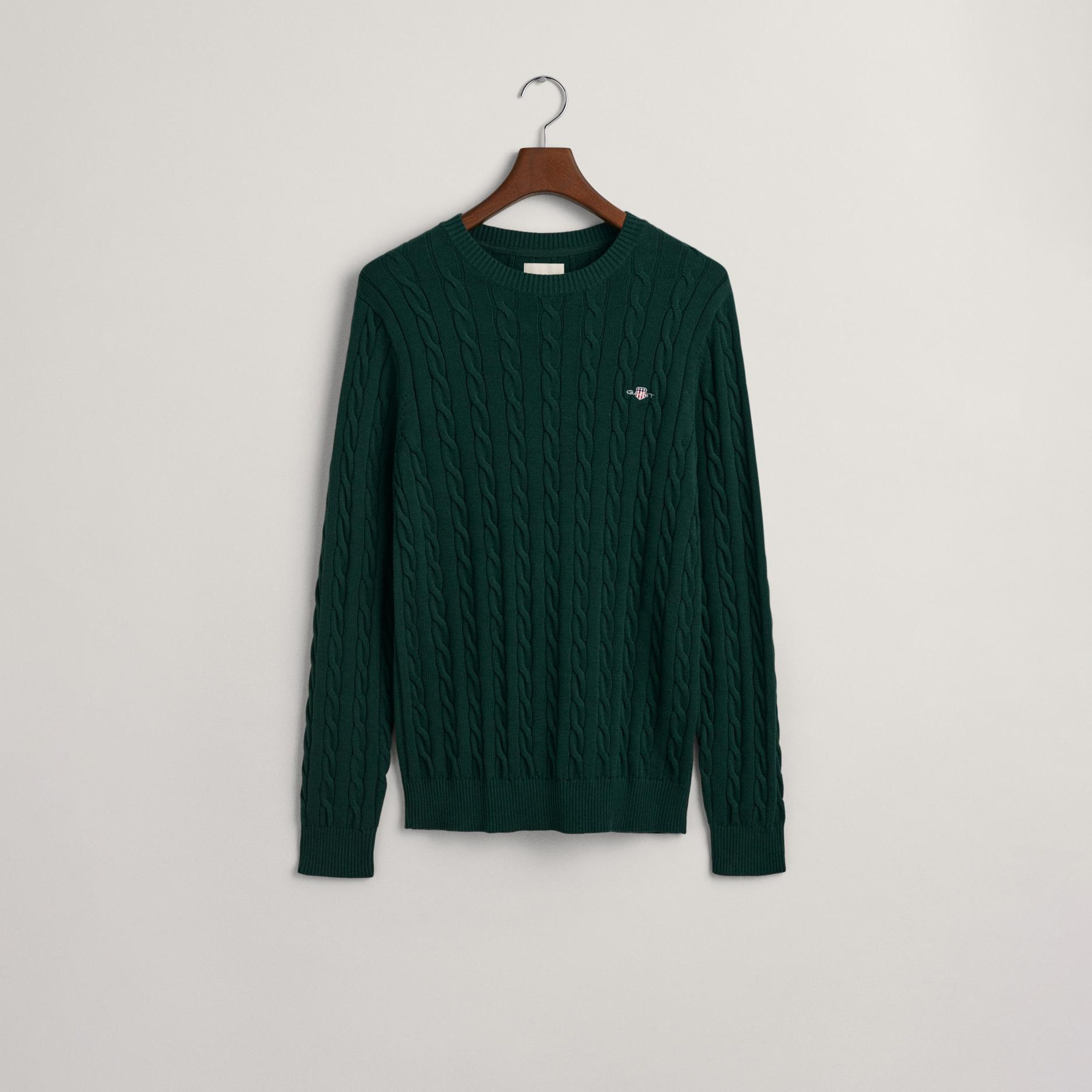 GANT Erkek Yeşil Regular Fit Bisiklet Yaka Kazak