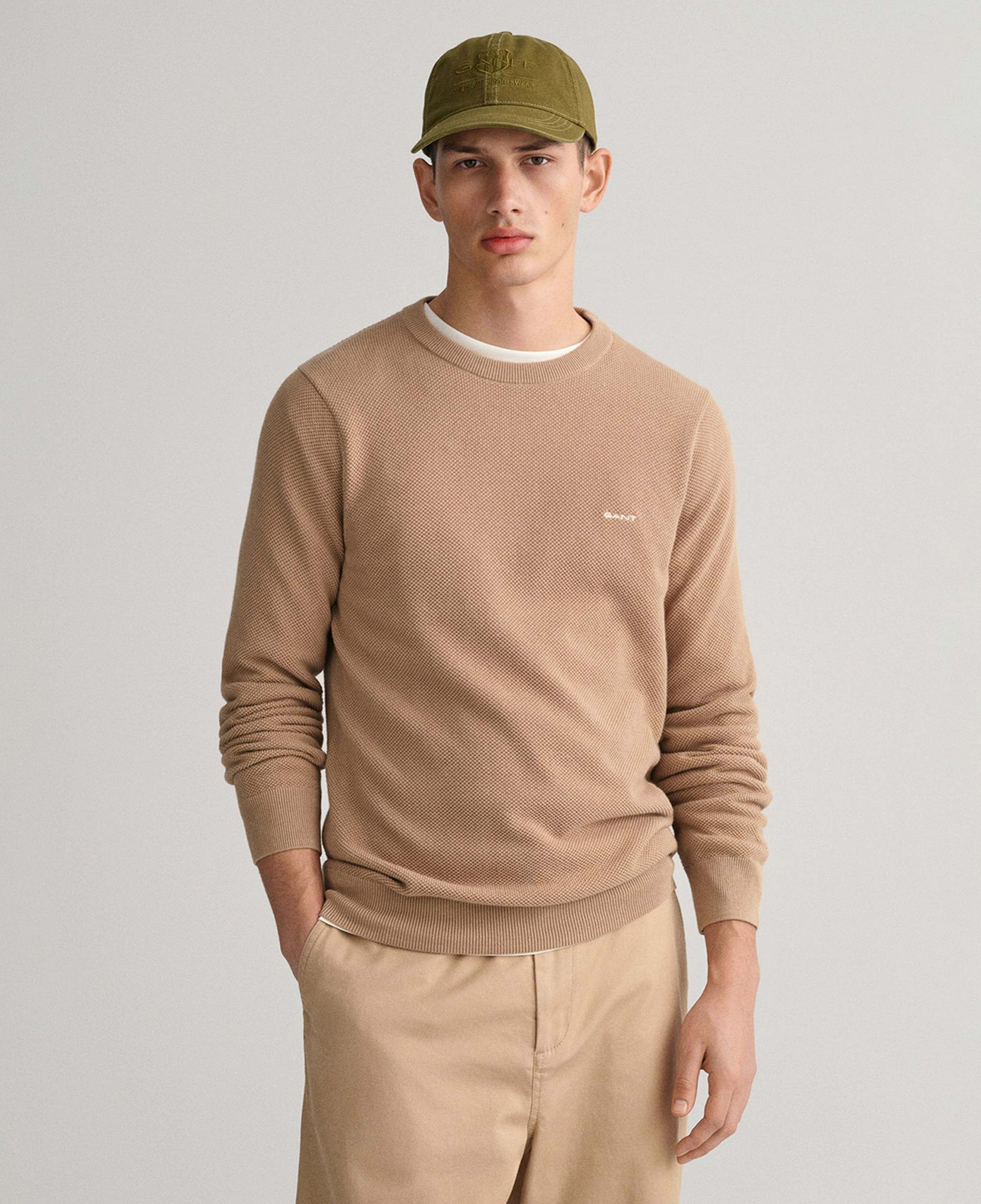 GANT Erkek Bej Regular Fit Bisiklet Yaka Kazak